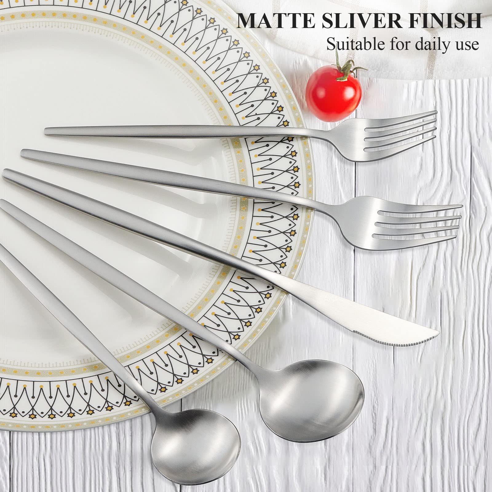 Silverware Set For 8, 40 Piece Flatware Set, Cutlery Tableware Set Include Spoons And Forks Set, Stainless Steel Utensil Set, Ma