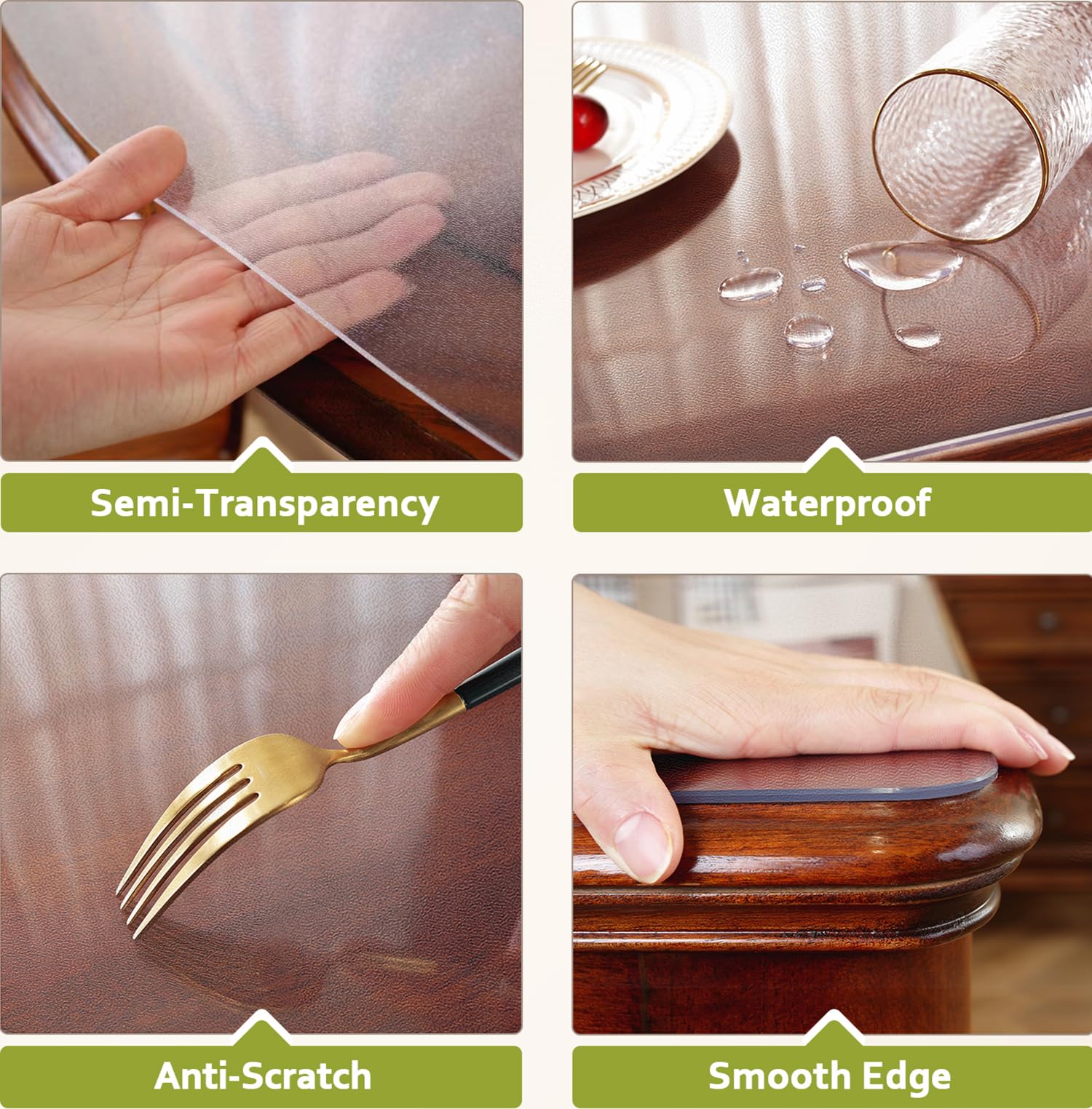 Ostepdecor Frosted Table Protector, 24 X 48 Inch Coffee Table Cover, 1.5Mm Thick Plastic Table Cover Protector, Pvc Desk Protect