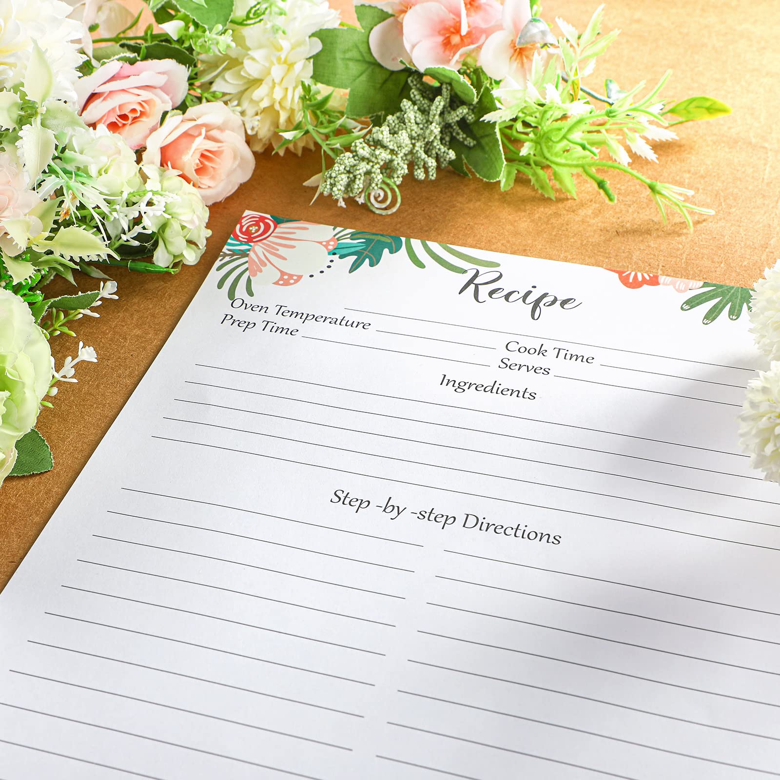 50 Sheets Recipe Paper Full Size Recipe Refill Pages 8.5 X 11 Inch Recipe Cards For Recipe Binder Book