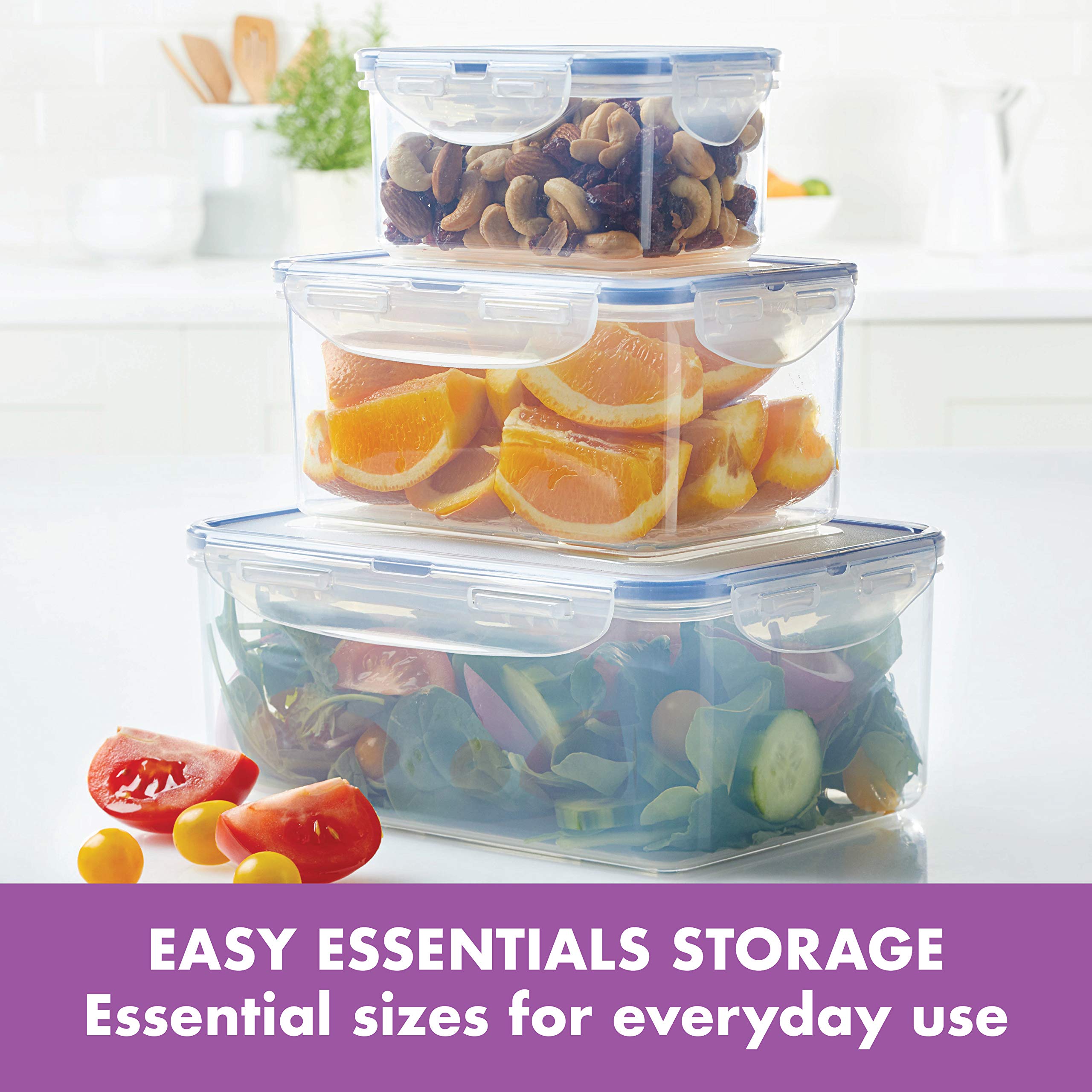 Locknlock Easy Essentials Food Storage Lids/Airtight Containers, Bpa Free, 6-Piece, Clear