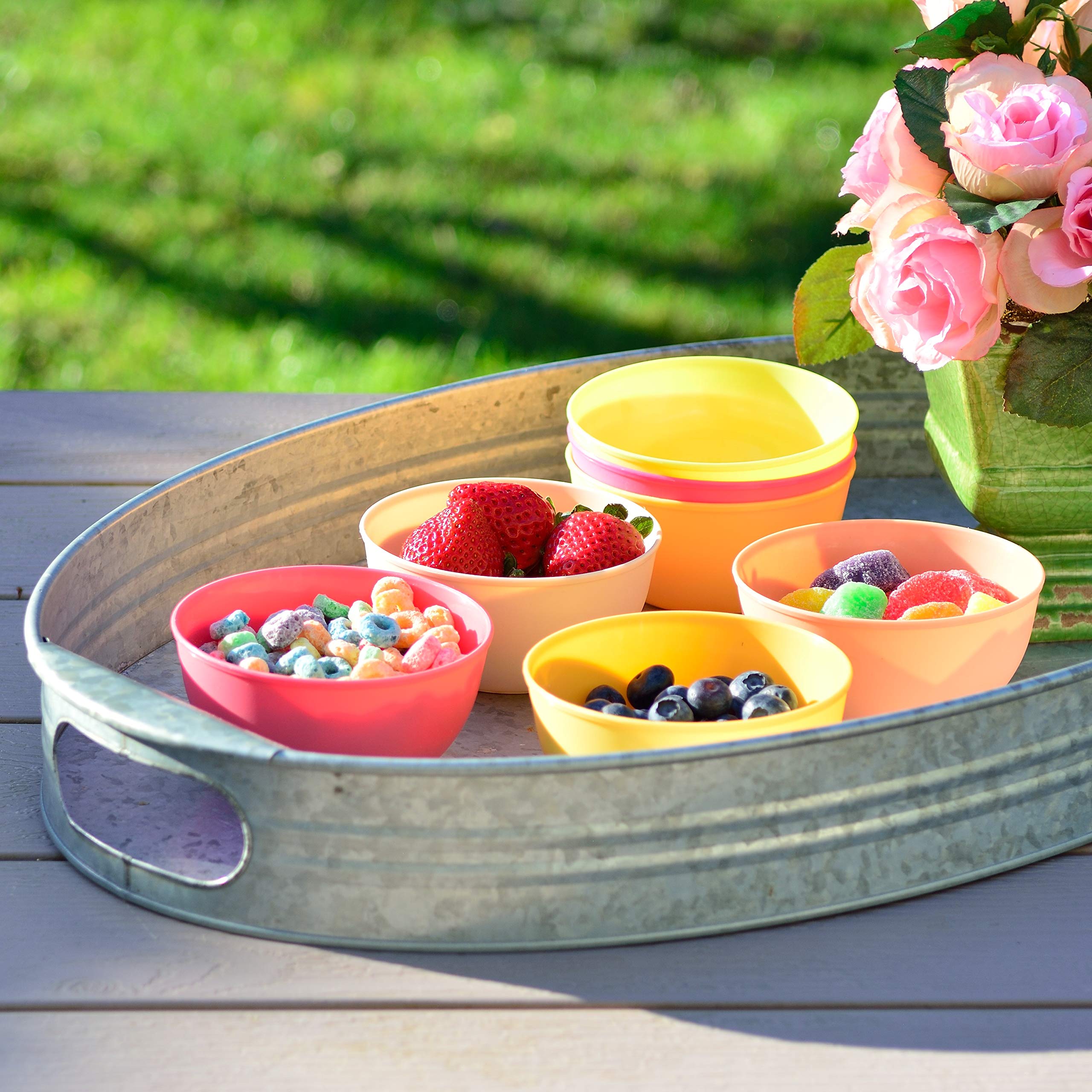 Youngever 9 Pack 10 Ounce Plastic Bowls  Kids Plastic Bowls  Set of 9 (9 Peach Colors)