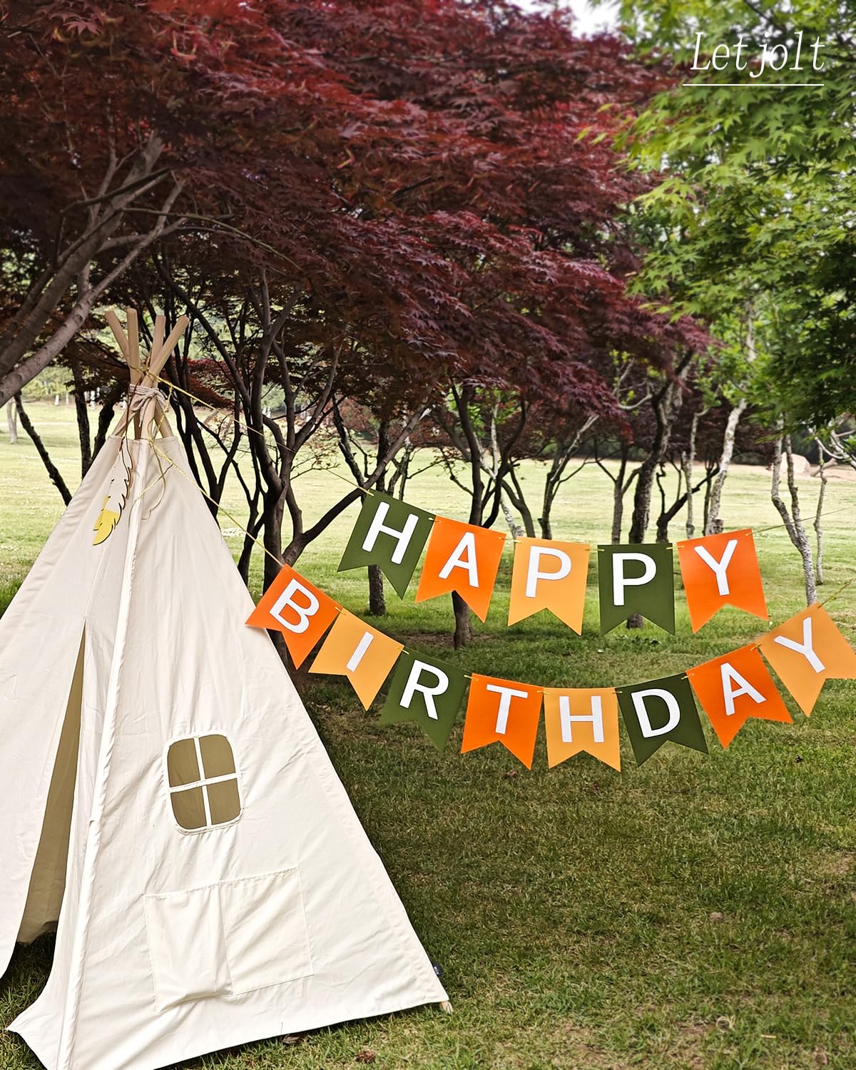 Letjolt Orange Happy Birthday Banner Birthday Party Supplies Handmade Garland Decorations Boho Theme Birthday Exquisite Signs Nu