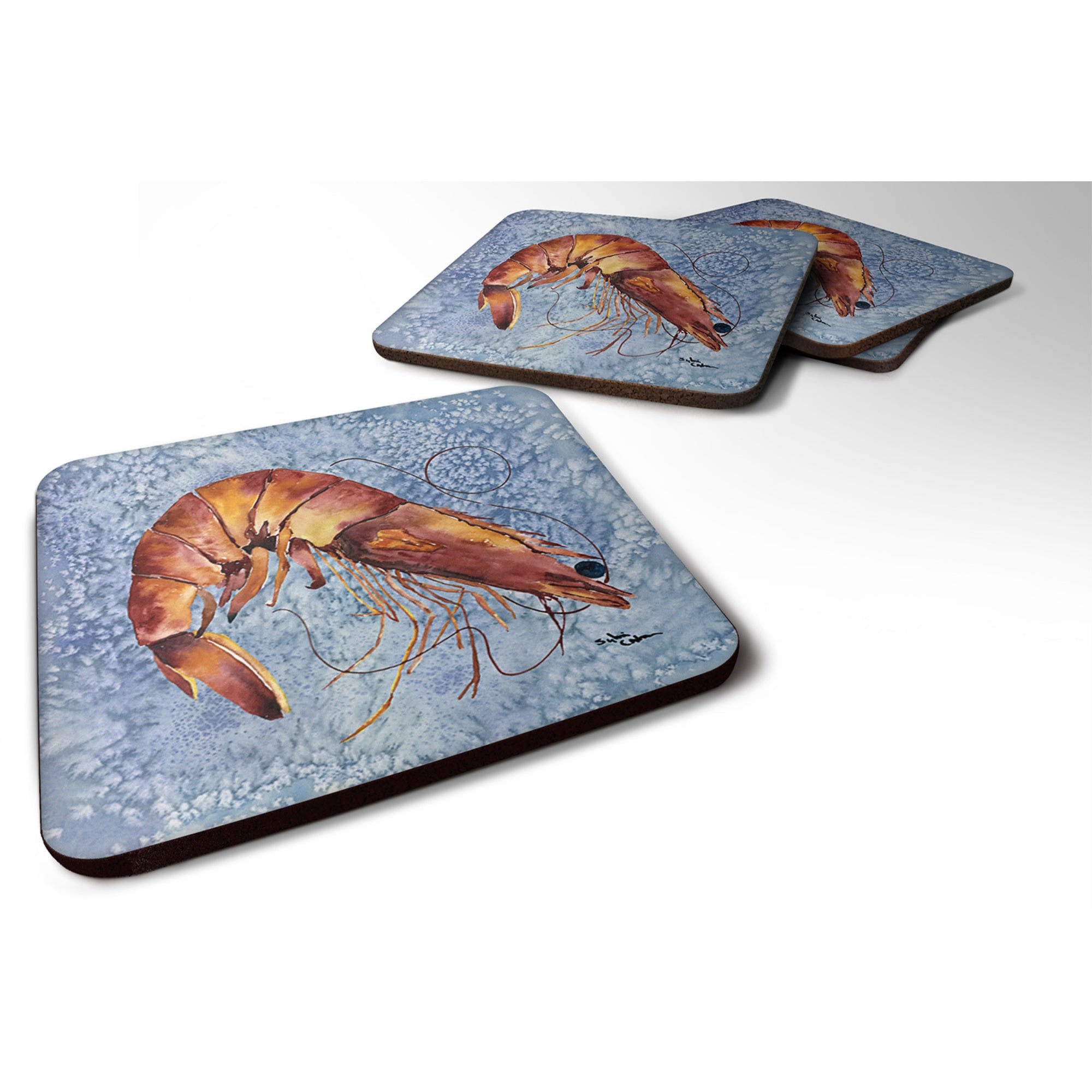'Caroline'S Treasures 8153Fc Shrimp Foam Coasters (Set Of 4), 3.5'''' H X 3.5'''' W, Multicolor''