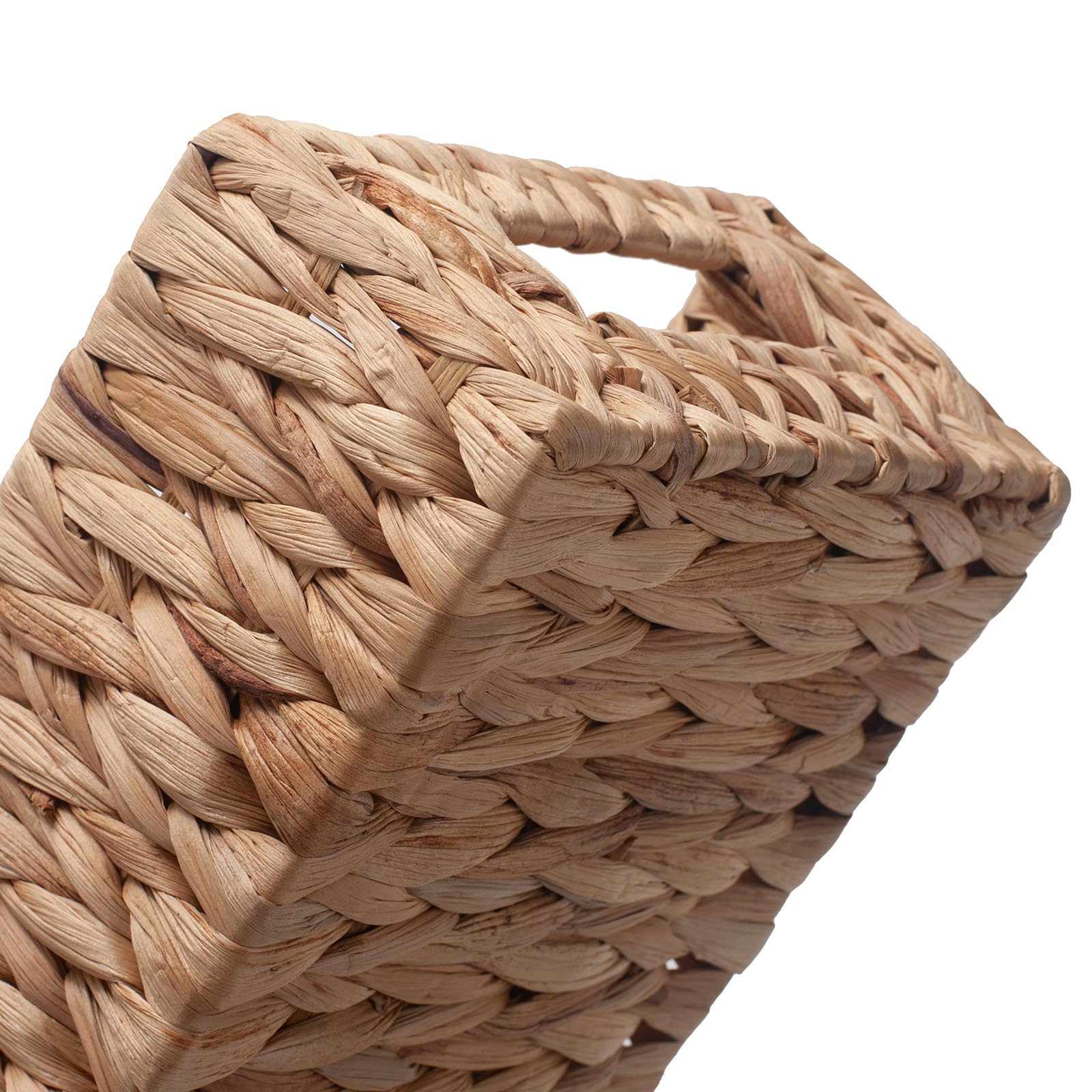 Toilet Paper Basket for Back of Toilet Water Hyacinth Long Narrow Wicker Bathroom Storage Basket with Built-in Handles 14.2 x 6.