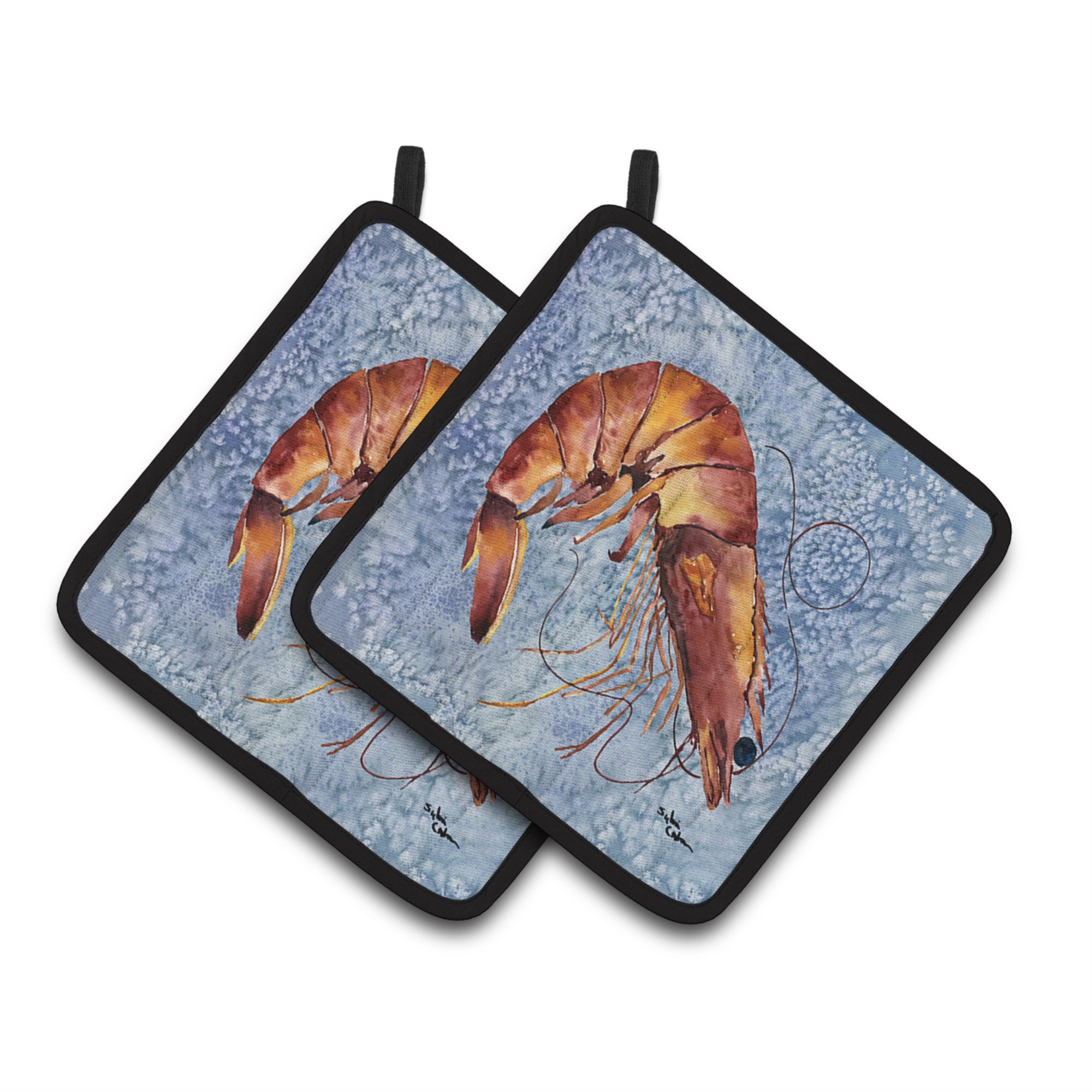 'Caroline'S Treasures Cooked Shrimp Cool Blue Water Pair Of Pot Holders 8153Pthd, 7.5Hx7.5W, Multicolor''