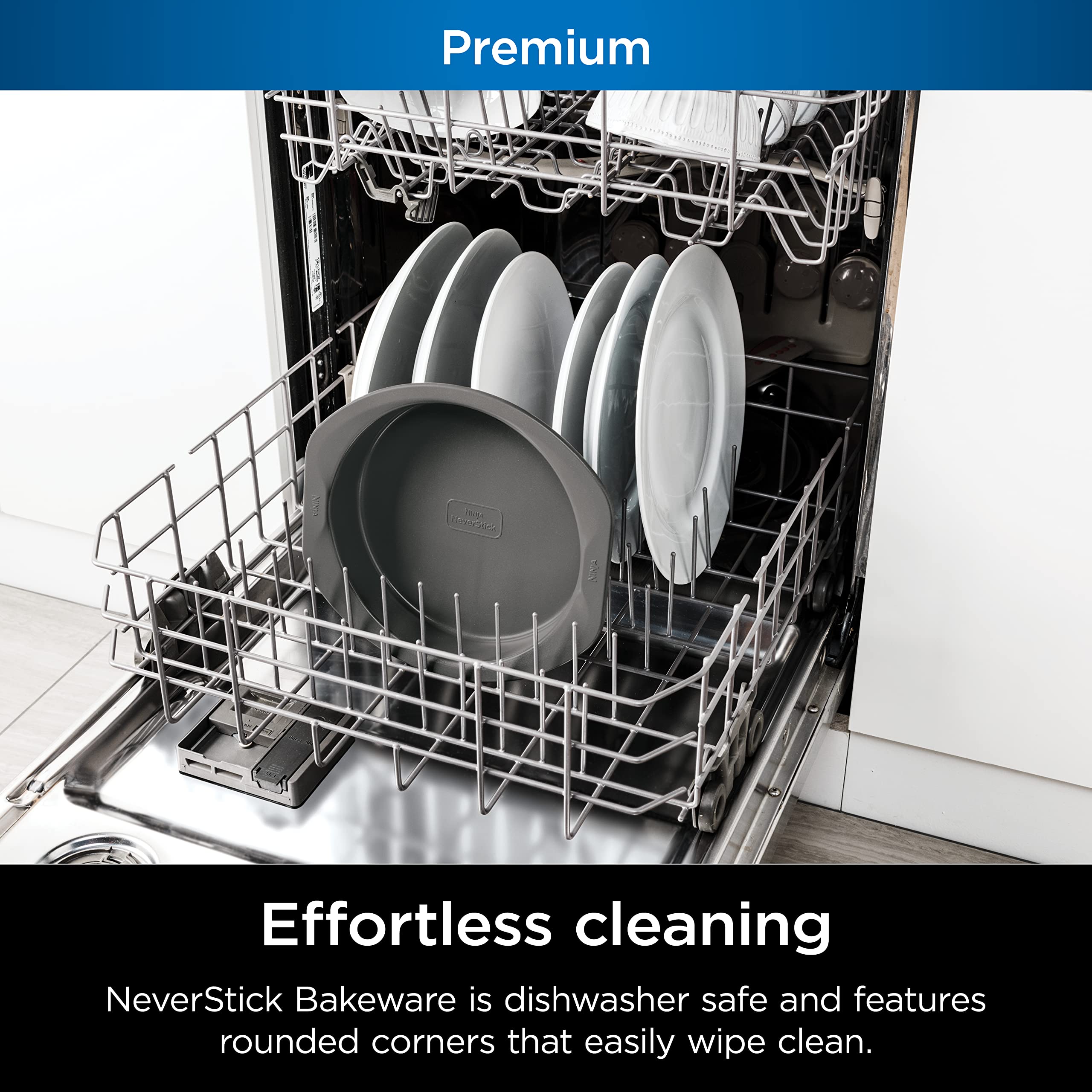 Ninja B30309 Foodi Neverstick Premium 9 Inch Round Cake Pan, Nonstick, Oven Safe Up To 500F, Dishwasher Safe, Grey