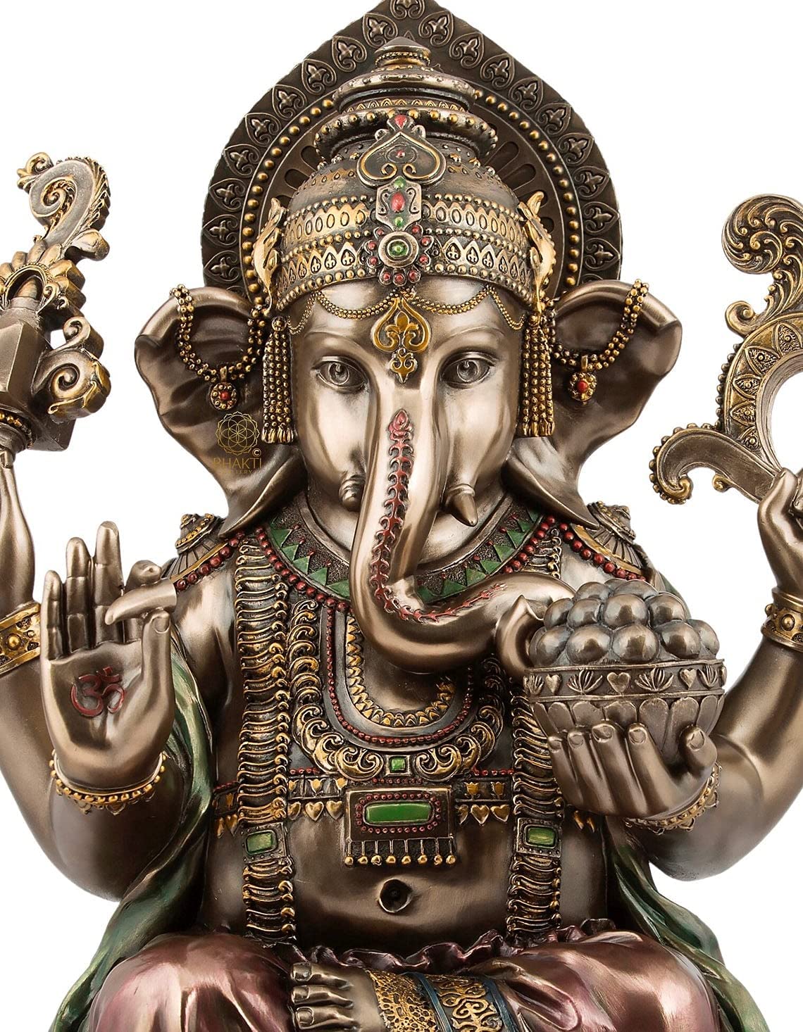 Sri Krishna Culture-Large Sitting Ganesh On Lotus-Height-19 Inches-Antique Finish-Home Decoratives