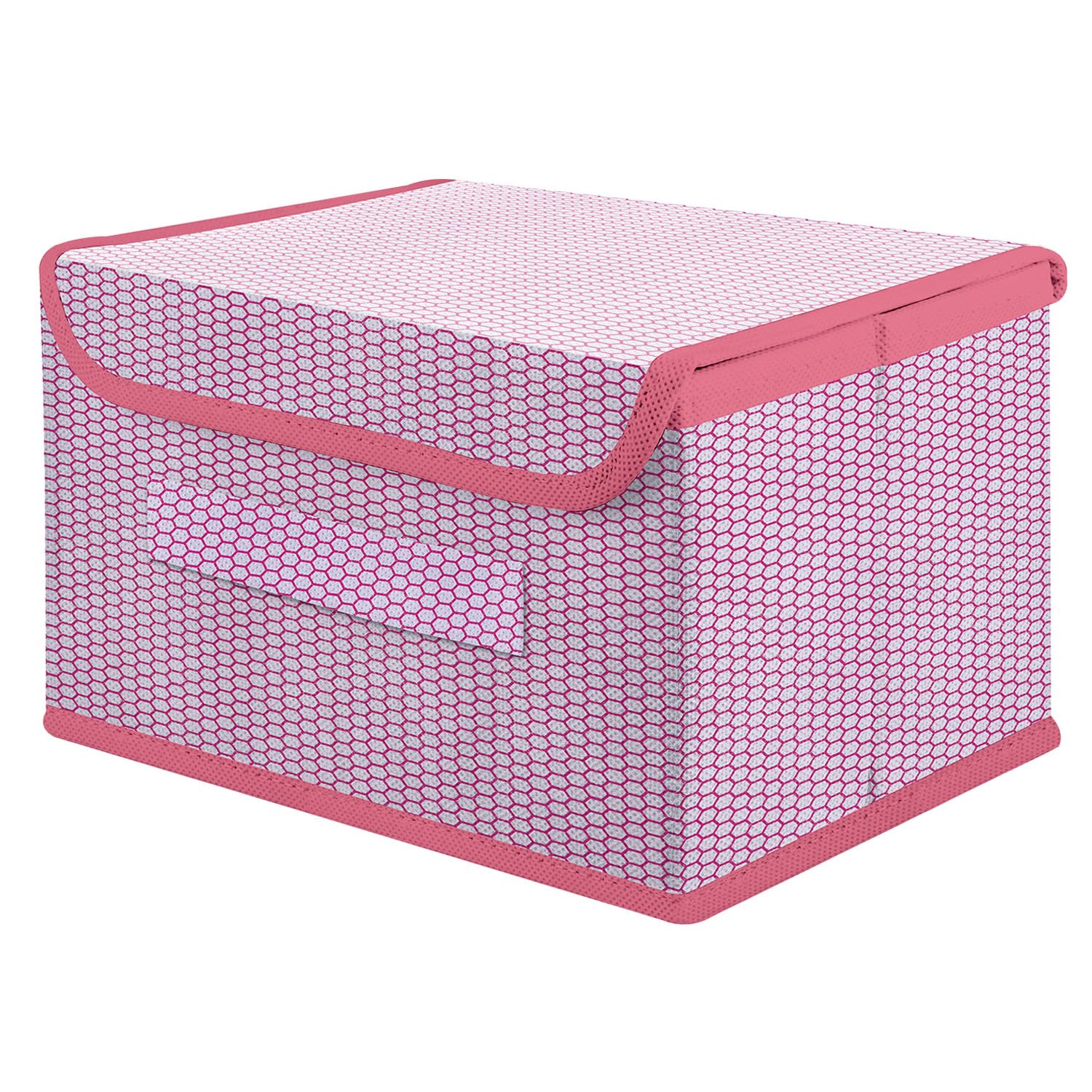 Kuber Industries Drawer Storage Box | Zig Zag Storage Box With Lid | NonWoven Clothes Organizer For Toys | Storage Box With Han