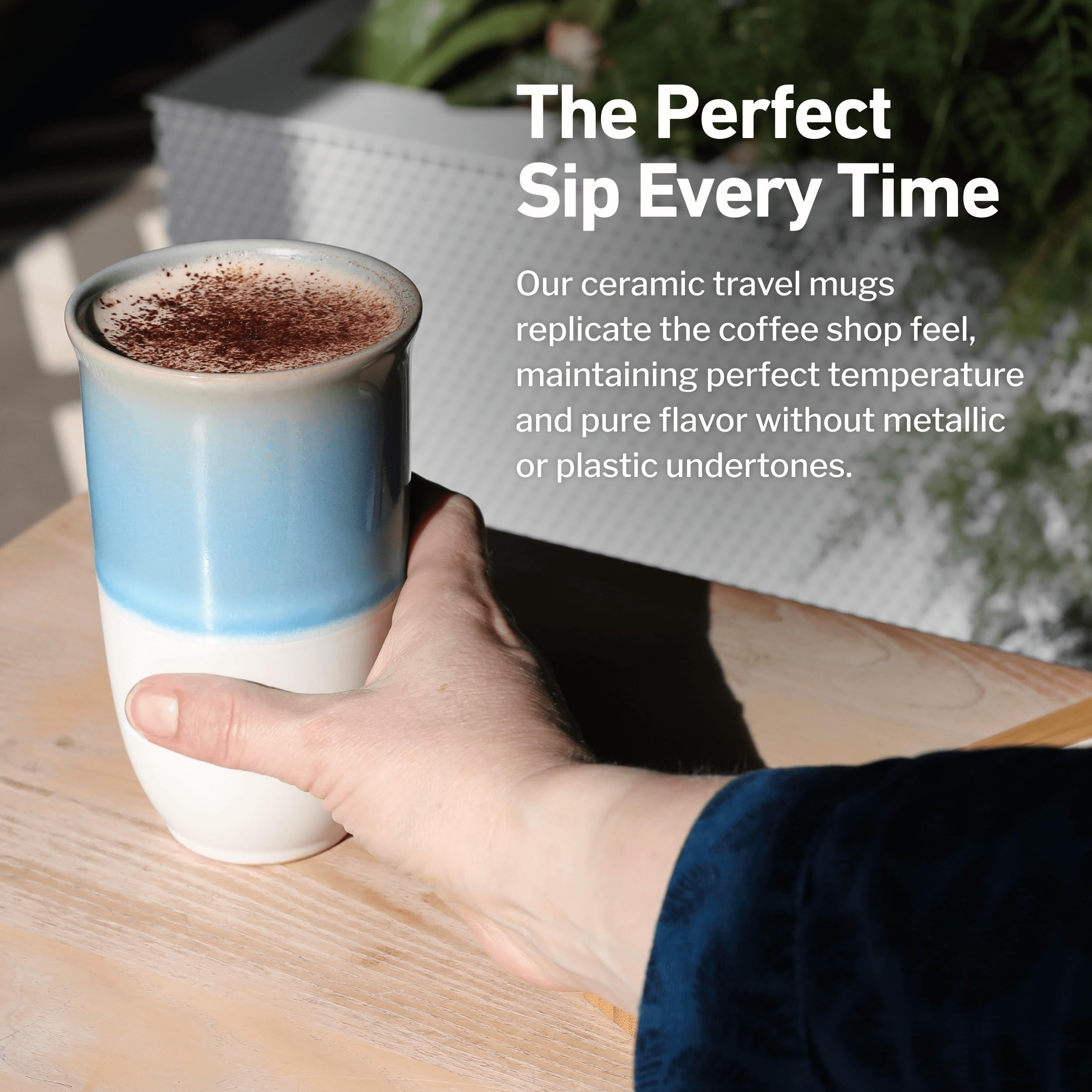 NOVA CERAMICS Travel Coffee Tumbler - Travel Mug - On the Go Coffee Mug - Microwave & Dishwasher Safe Green CoffeeTumbler - Gift