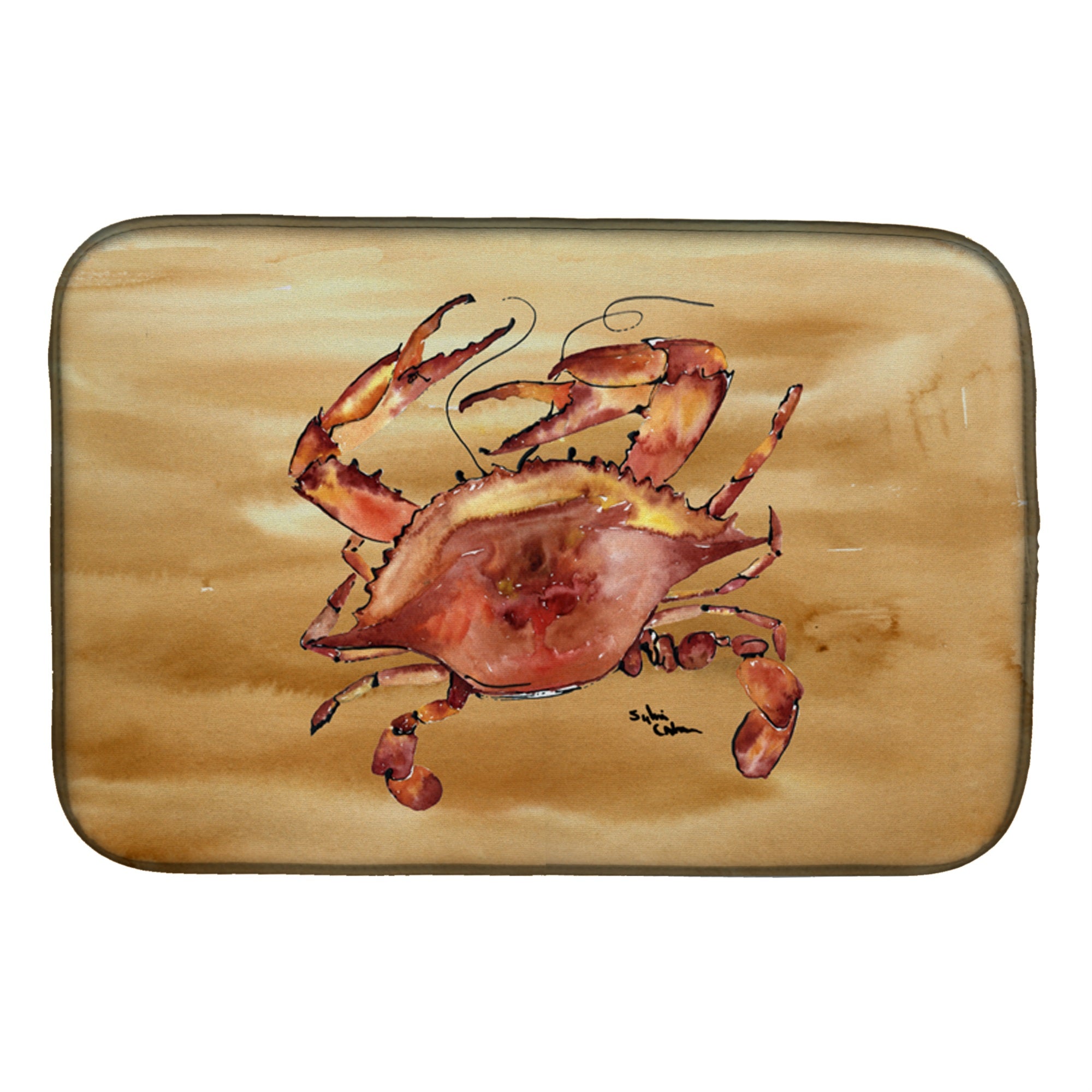 'Caroline'S Treasures Cooked Crab Sandy Beach Dish Drying Mat, 14'''' X 21'''', Multicolor''