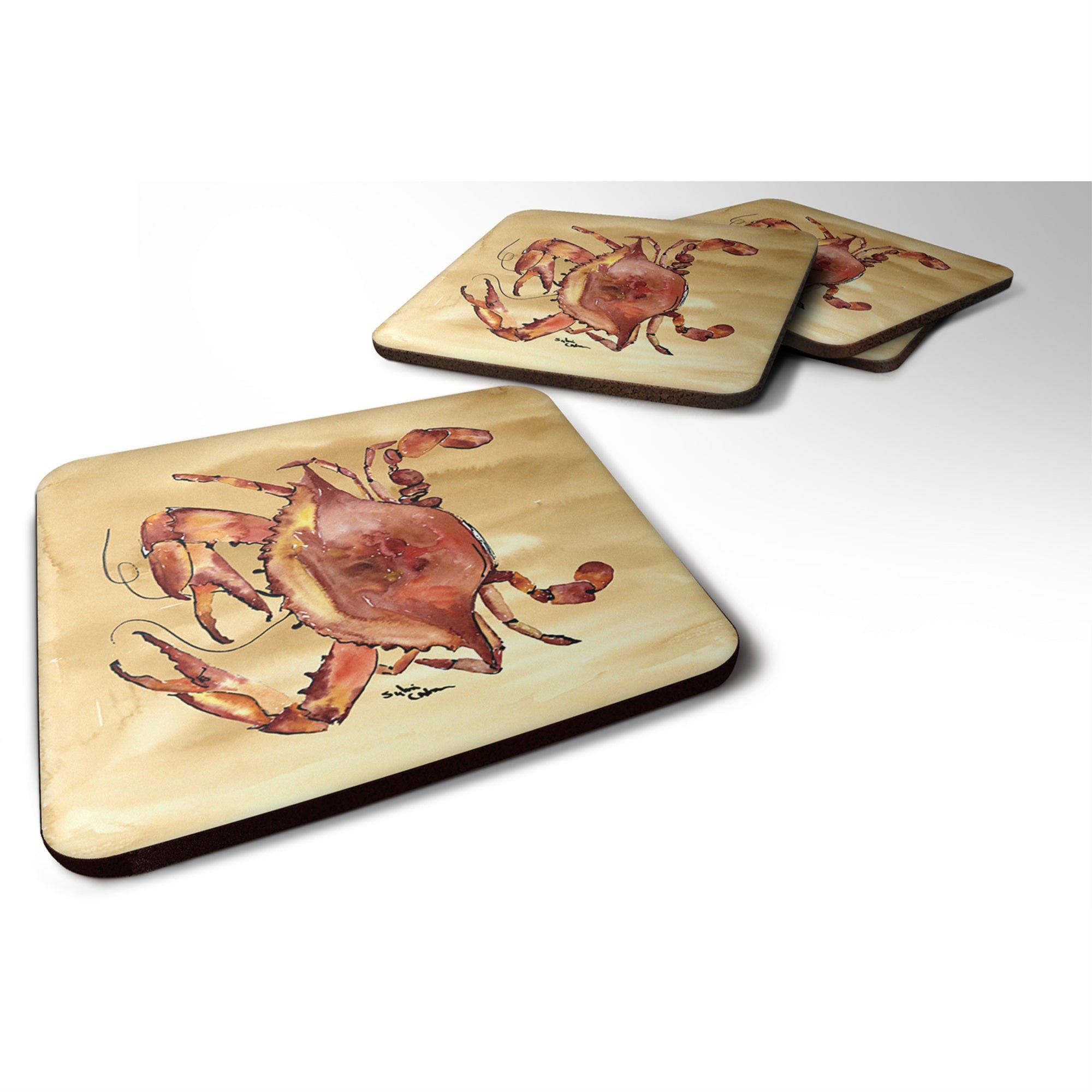 'Caroline'S Treasures 8154Fc Crab Foam Coasters (Set Of 4), 3.5'''' H X 3.5'''' W, Multicolor''