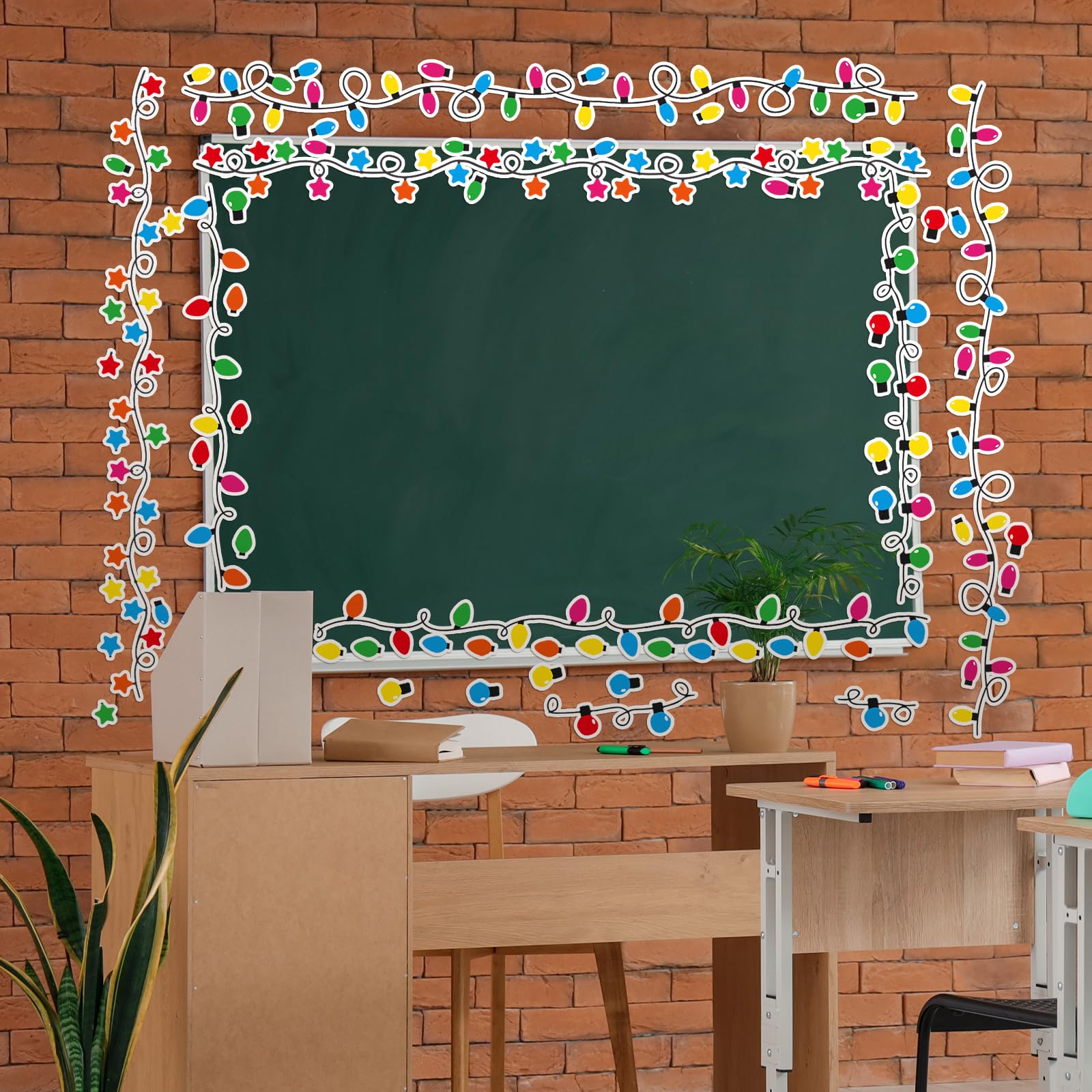 Resurhang 8 Pcs Christmas Light Wall Stickers Merry Christmas Window Clings Bulb Lights Wall Decals for Xmas Party Supplies Xmas