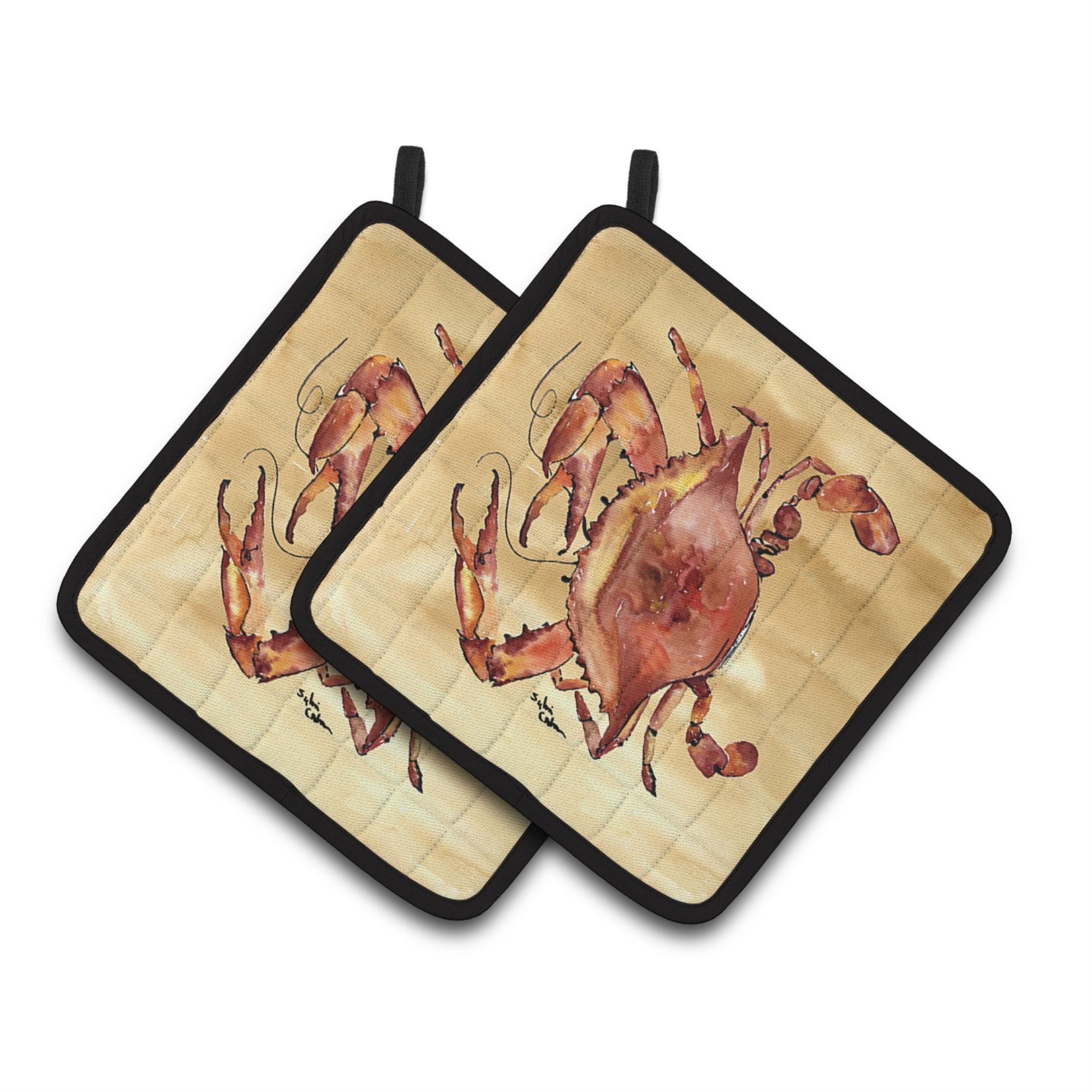 'Caroline'S Treasures Cooked Crab Sandy Beach Pair Of Pot Holders 8154Pthd, 7.5Hx7.5W, Multicolor''