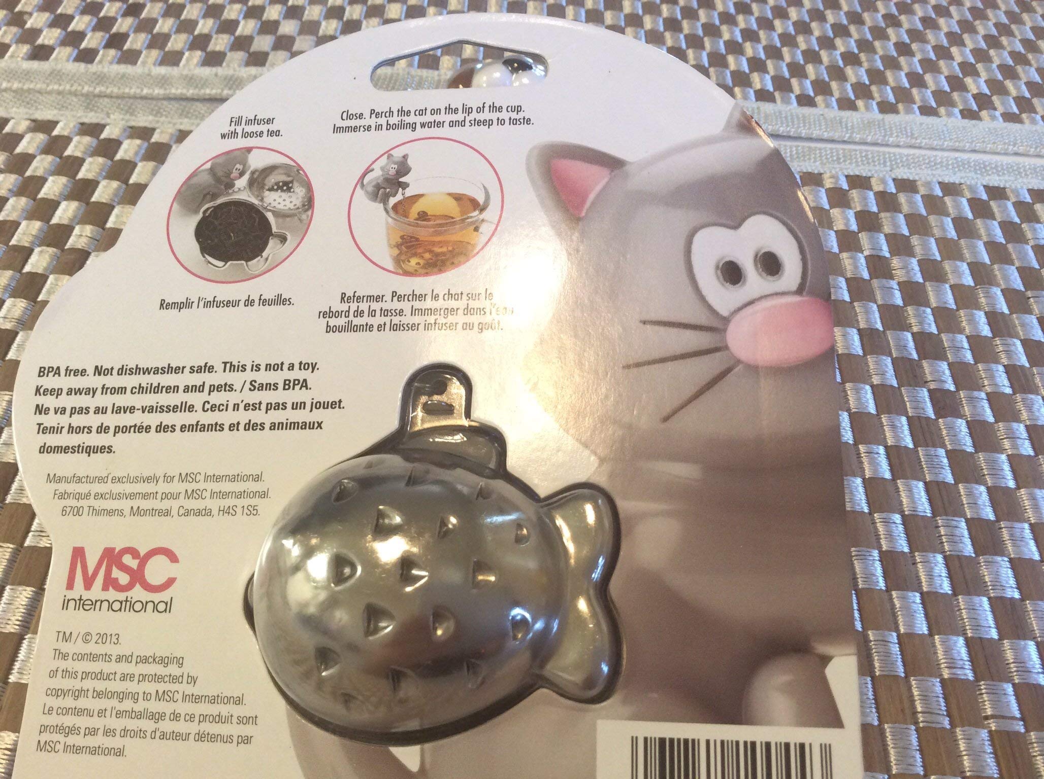 Joie Meow Tea Ball Infuser - Stainless Steel, BPA-Free, Cute Cat Design, Fits Mug, Model 10044, Color May Vary