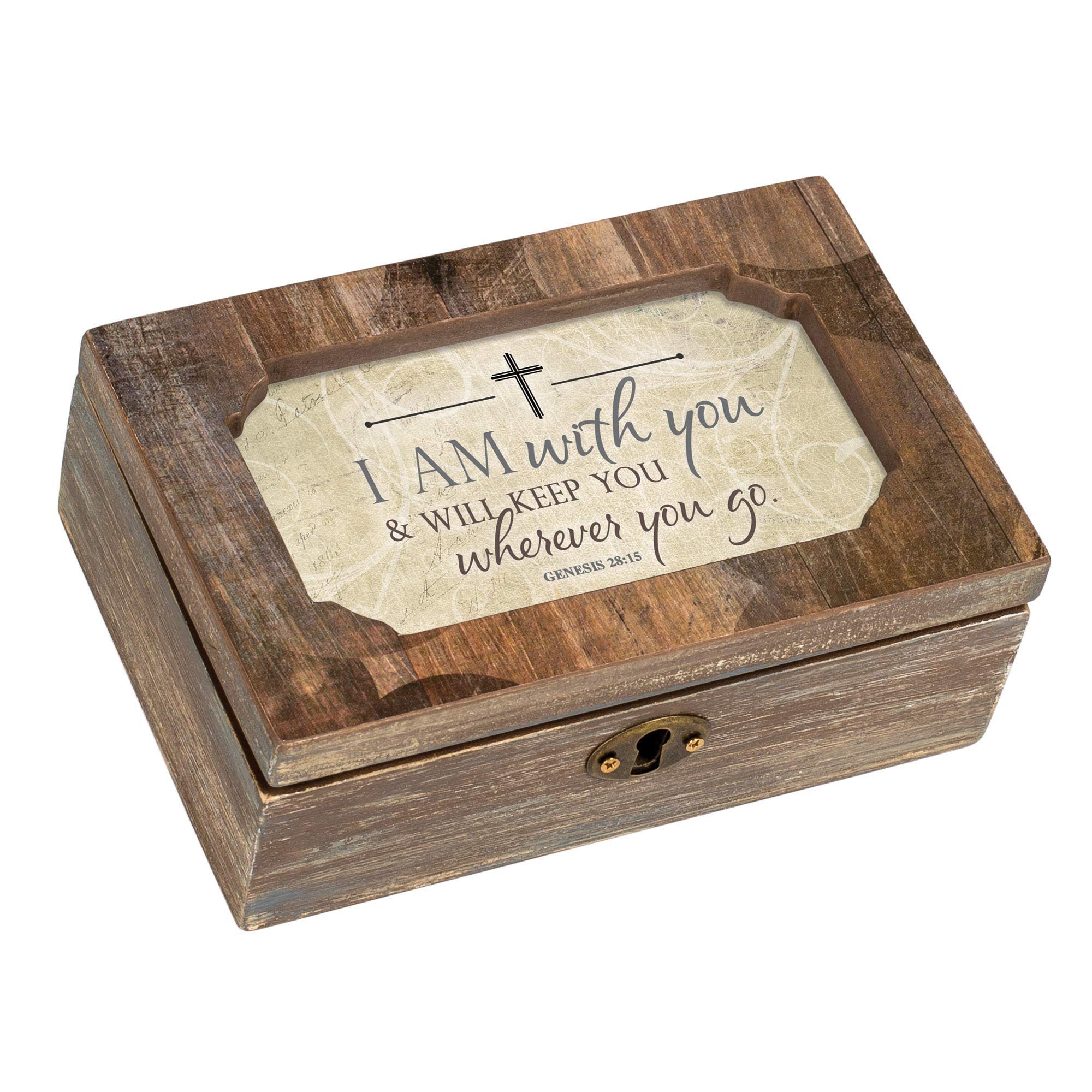 Cottage Garden with You Wherever Deco Woodgrain Jewelry Music Box Plays How Great Thou Art