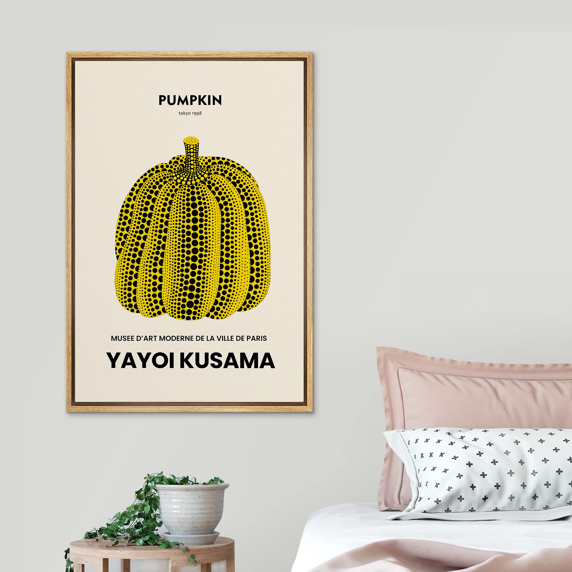 Signleader Framed Canvas Print Wall Art Japanese Pumpkin Yayoi Kusama Nature Wilderness Illustrations Fine Art Rustic Scenic Rel