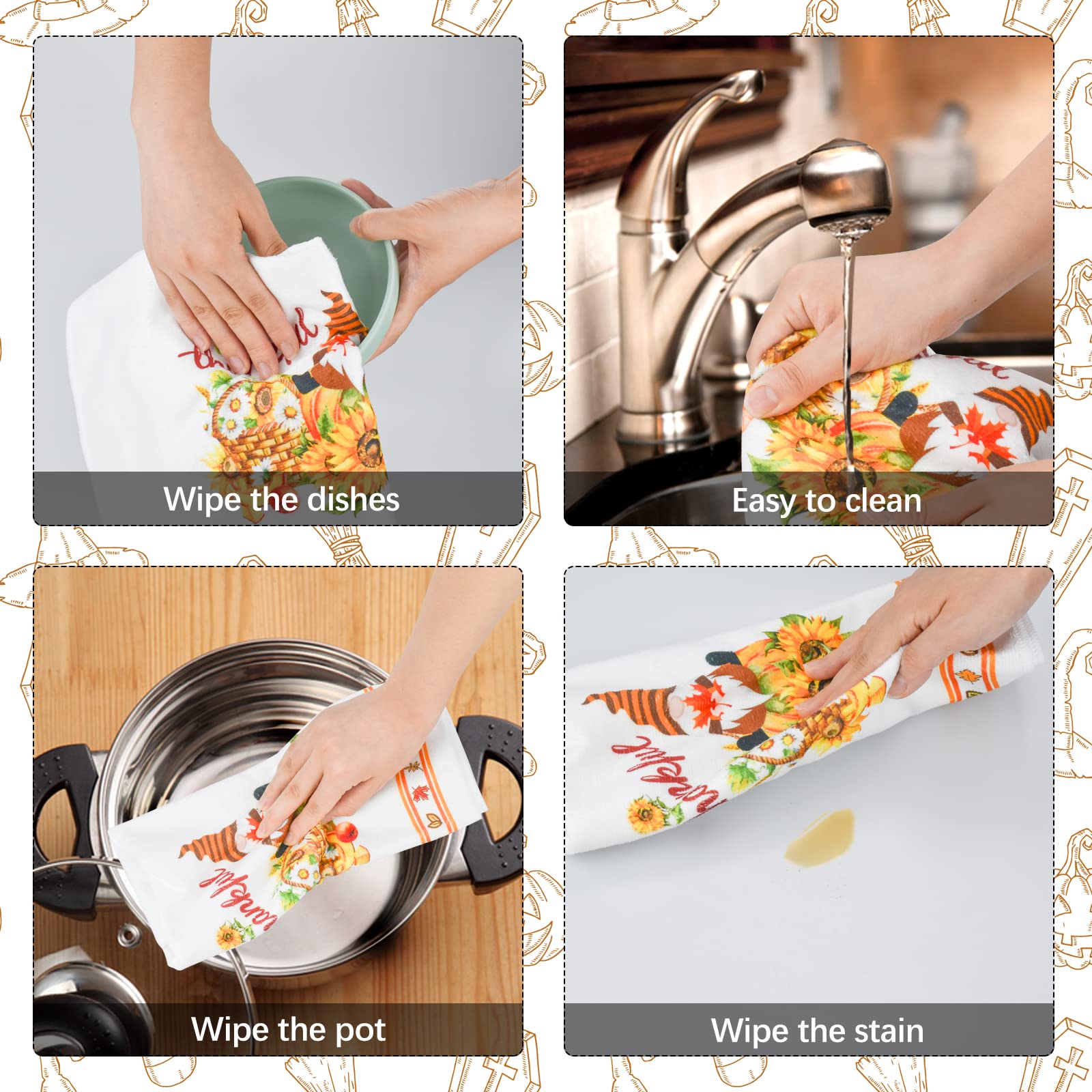Nialnant Thanksgiving Kitchen Towels, Microfiber Washcloths Dish Towels For Drying Dishes, Funny Kitchen Hand Towels, Housewarmi