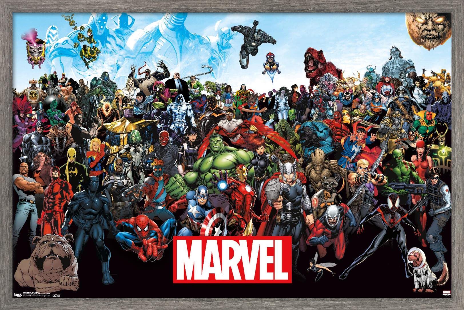 Trends International Marvel Comics - The Marvel Lineup Wall Poster, 14.72'' X 22.37'', Barnwood Framed Version