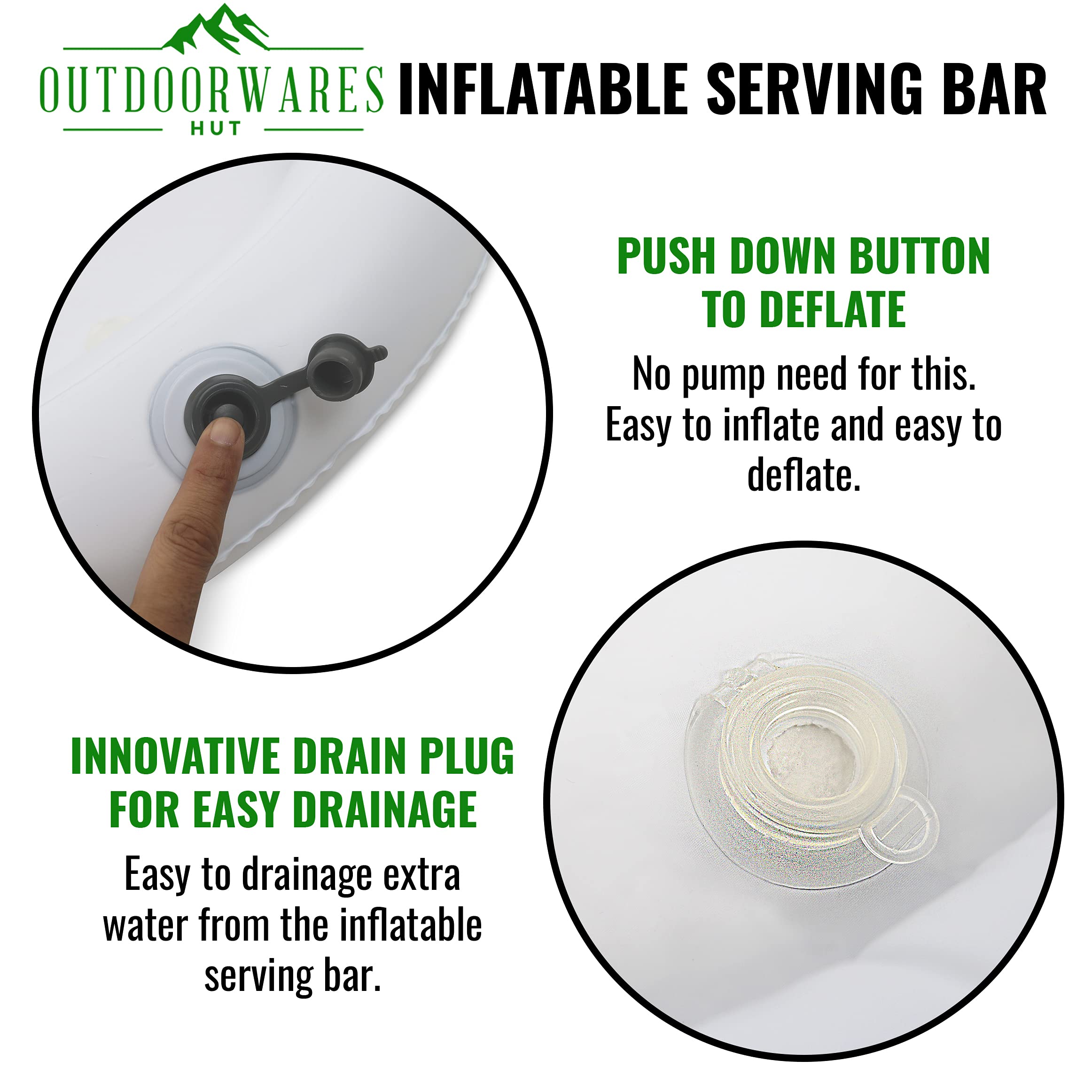 Inflatable Serving Salad Bar Buffet - With Drain New Innovative Valve For Easy Inflation/Deflation By Food & Drink Holder For Pi