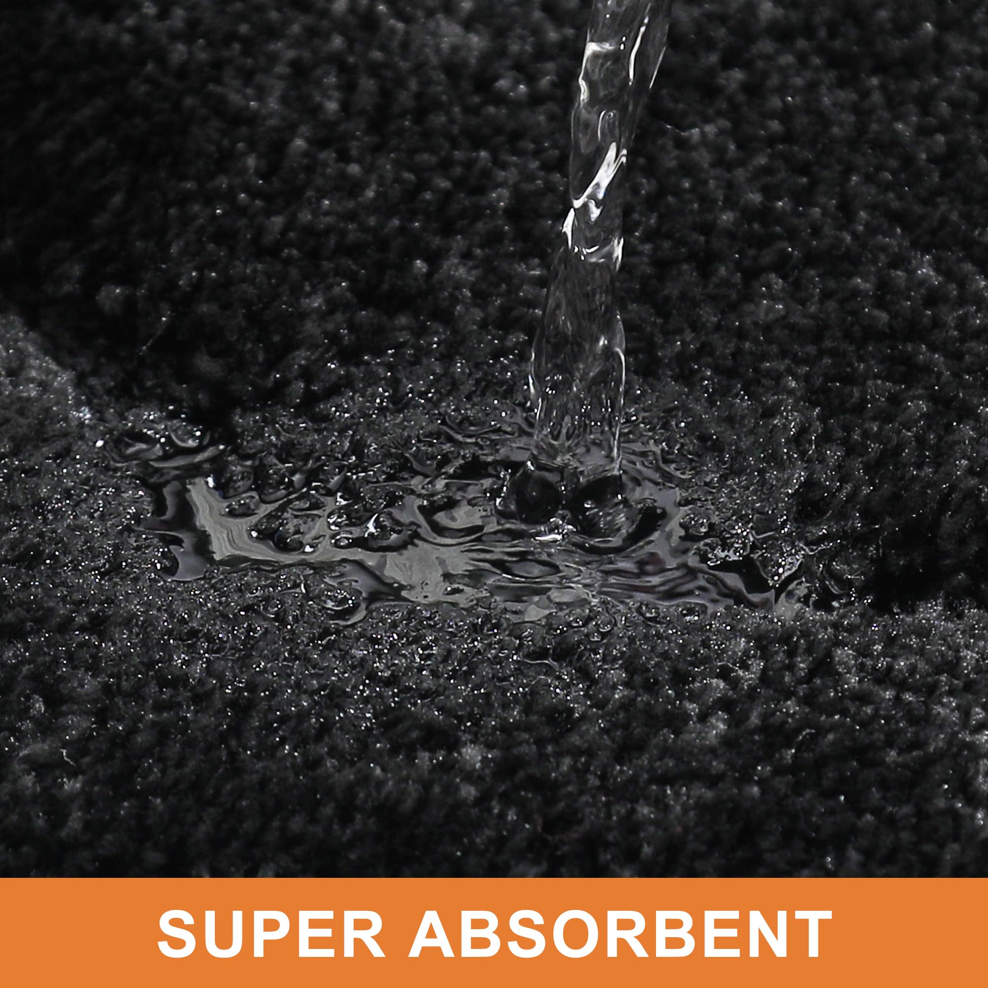 Beqhause Bathroom-Rugs-Non-Slip-Bath-Mats For Bathroom Soft And Absorbent Polyester Microfiber Black Bath Mat Machine Washable S