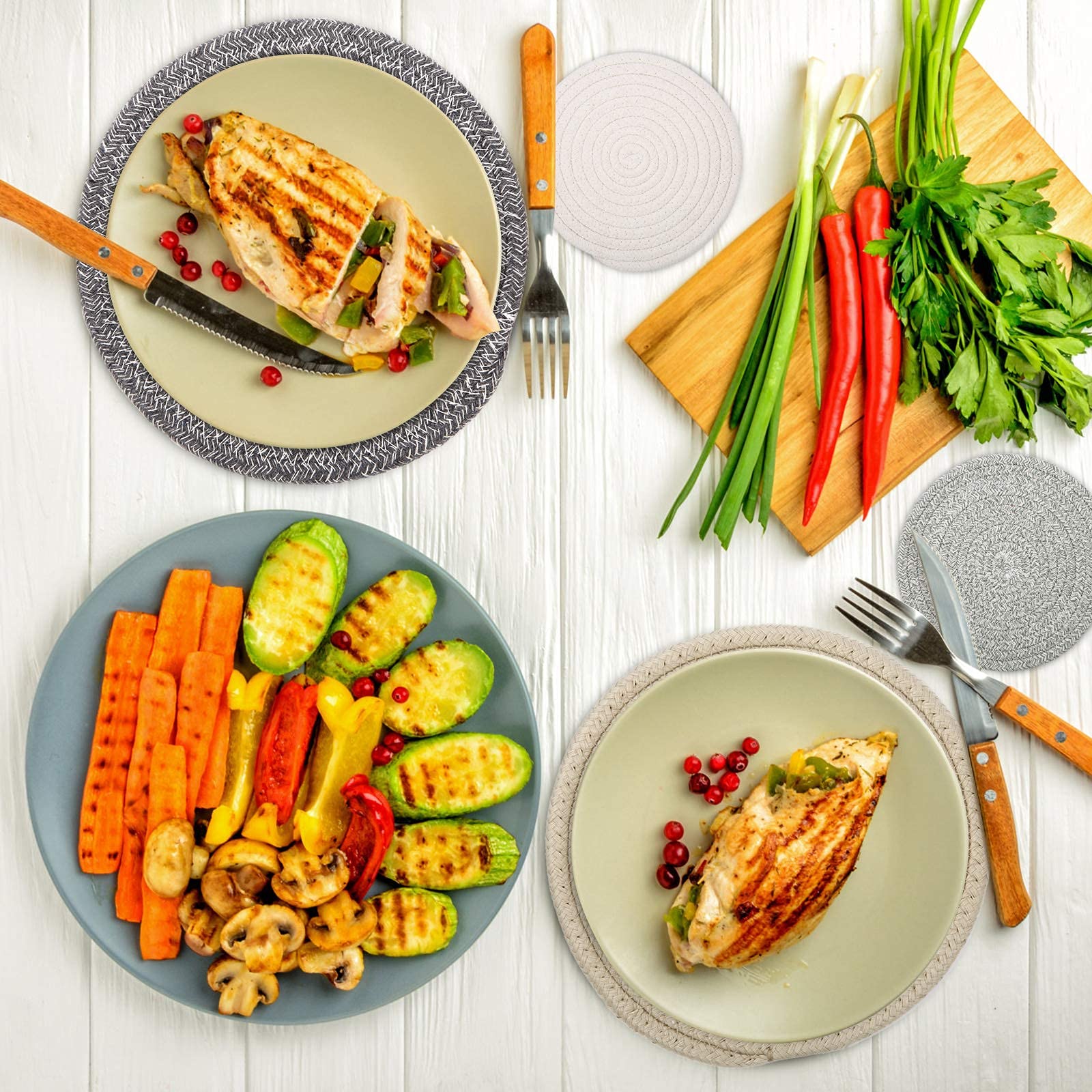 Trivets For Hot Dishes, Trivets For Hot Pots And Pans, Heat Resistant Hot Pads With Storage Basket, Pot Holders For Kitchen, Hom