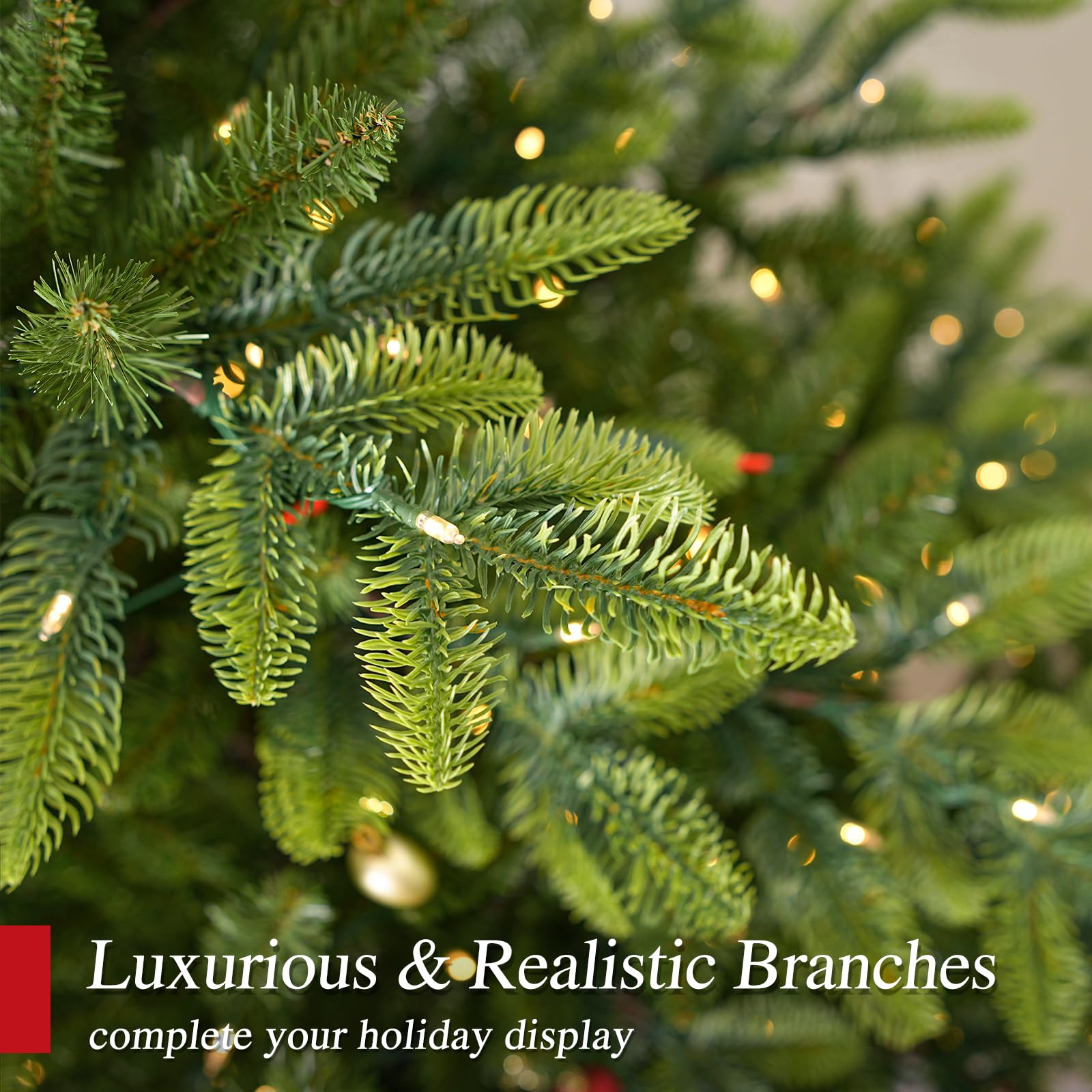 Hykolity 9 ft Prelit Artificial Christmas Tree with 5149 PE&PVC Branch Tips, 600 Warm White LED Lights, Easy Assembly with Metal