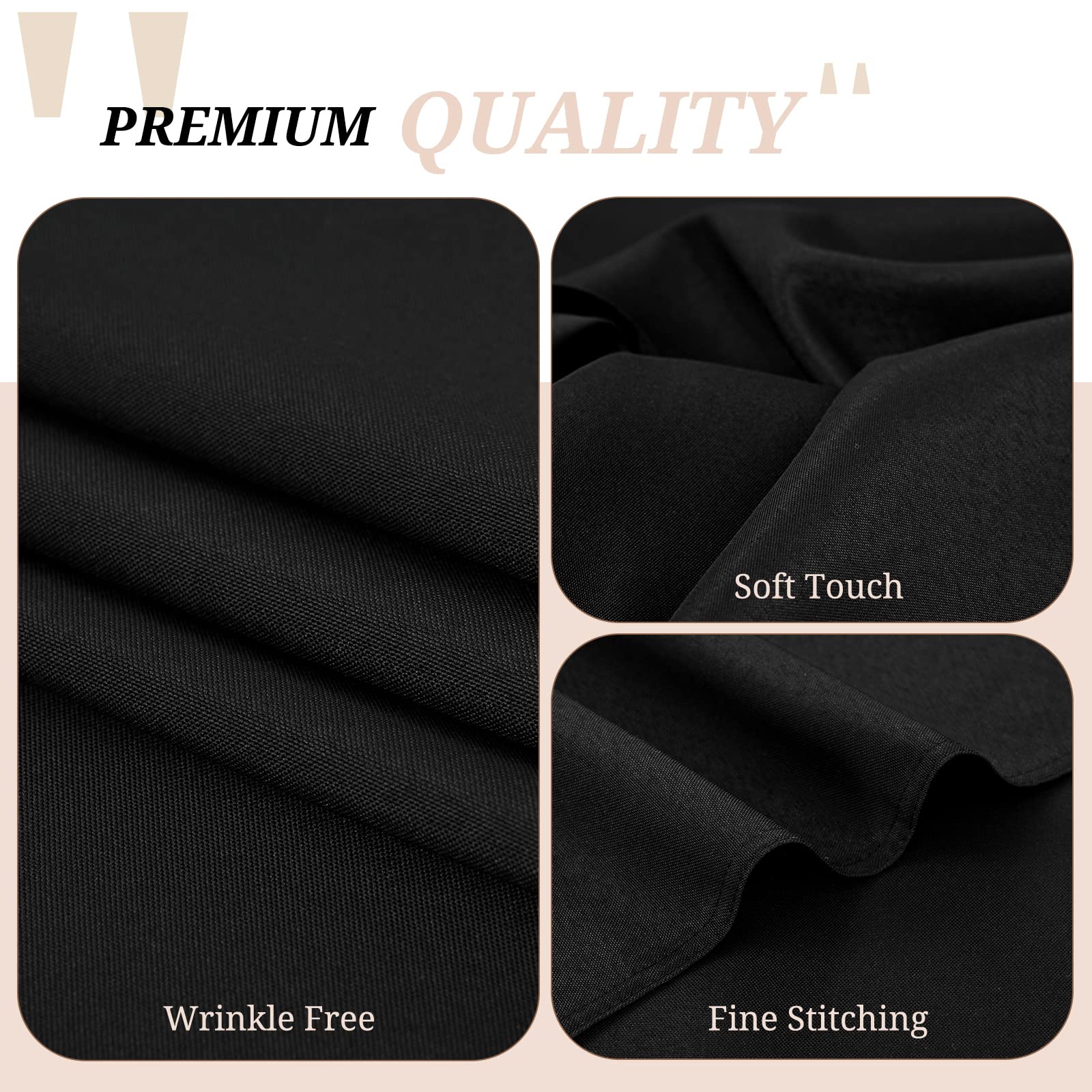 Pesonlook 10Pack Rectangle Tablecloth 60 X 126 Inch, Black Polyester Table Cloth For 8 Foot Rectangle Tables, Washable Fabric Ta