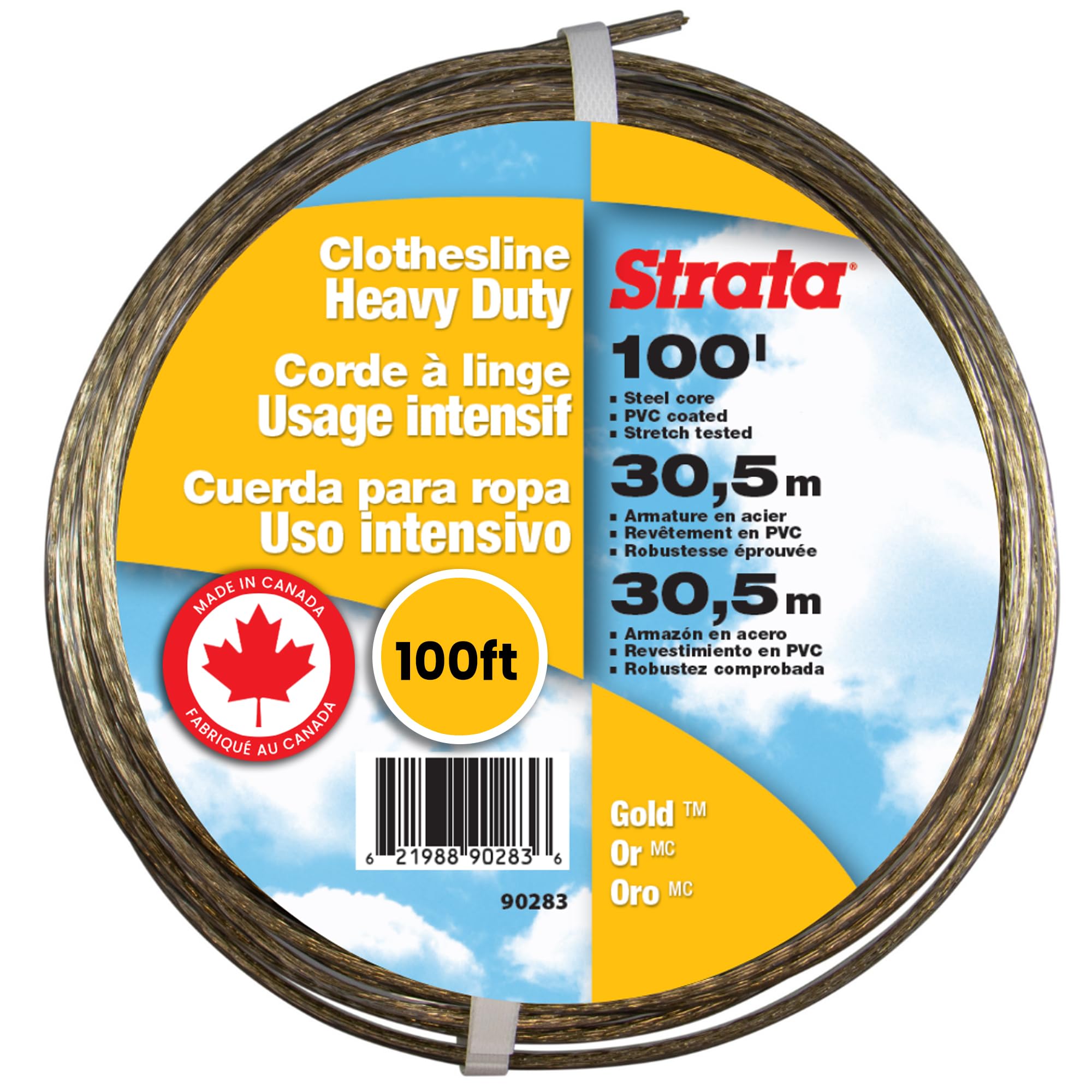 Strata 100 Feet Clothesline Outdoor Heavy Duty Galvanized Wire Steel Cable  Green PVC Coating - Clothes Line Wires for Outside Laundry Drying