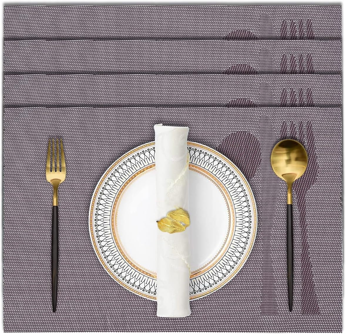 Devonshire Light Brown Placemats - Table Protector for Kitchen Decor Washable