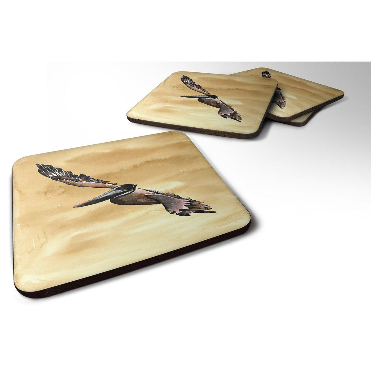 'Caroline'S Treasures 8157Fc Bird-Pelican Foam Coasters (Set Of 4), 3.5'''' H X 3.5'''' W, Multicolor''