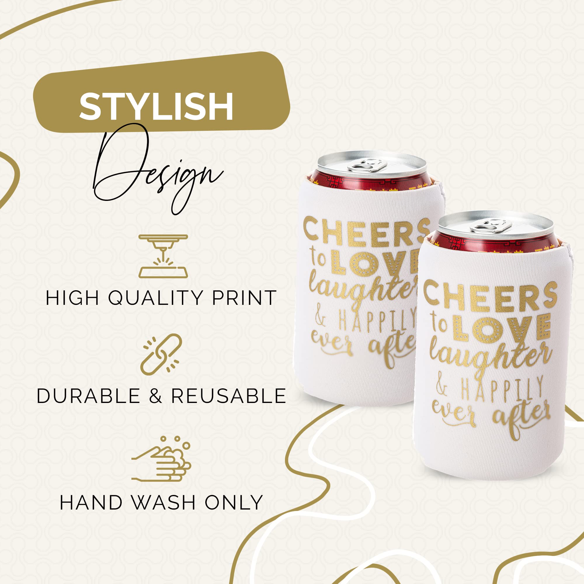 Wedding Can Cooler Decorations - 12 Cheers To Love Laughter And Happily Ever After, Rehearsal Dinner Favors, Wedding Supplies -