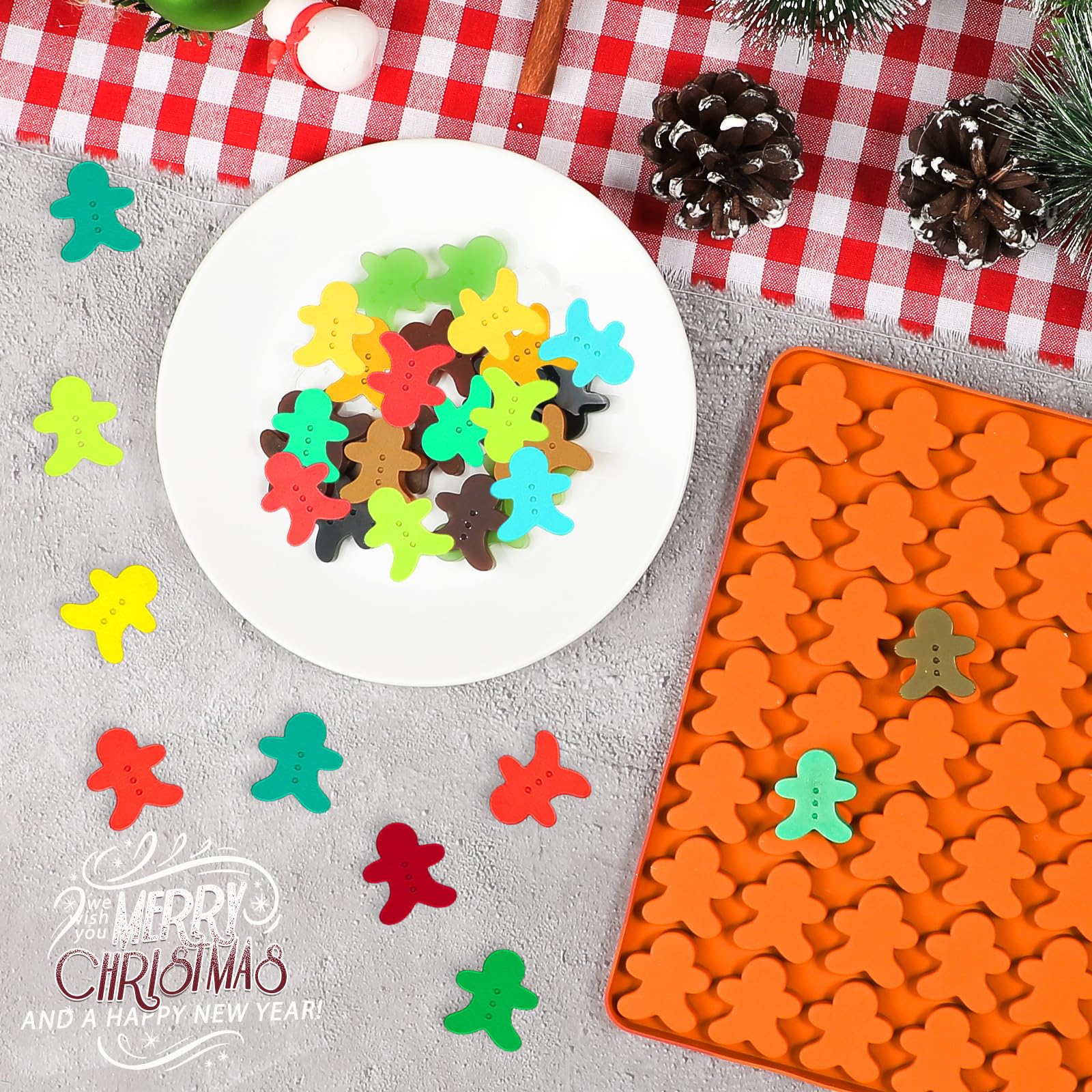 Kamehame Gingerbread Man Silicone Mold, 77 Cavity Gingerbread Gummy Mold, Silicone Gingerbread Candy Mold, Christmas Gingerbread
