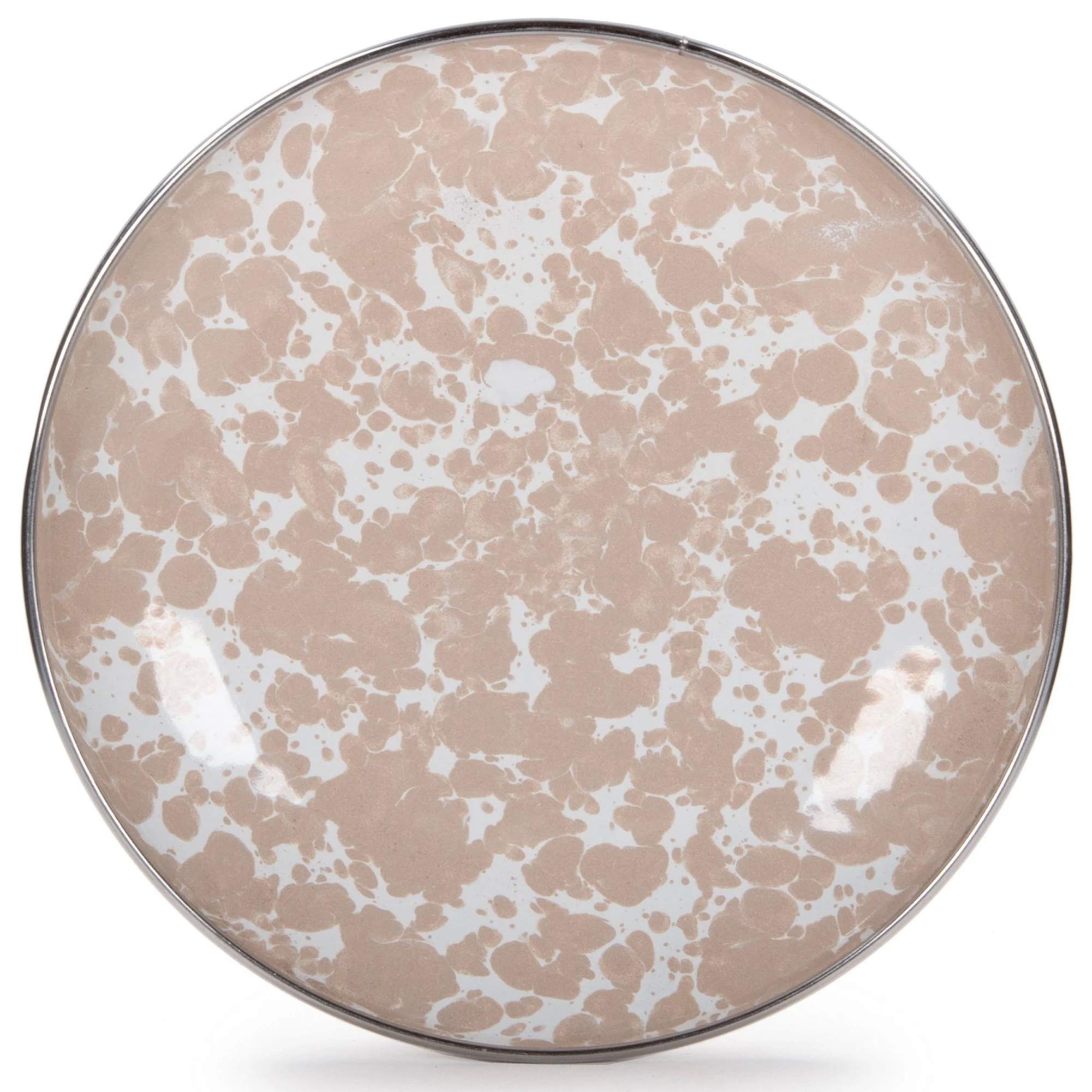Golden Rabbit Appetizer Plates Set of 4 - 6" Taupe Swirl Porcelain Enamel over Steel, Model TP62S4