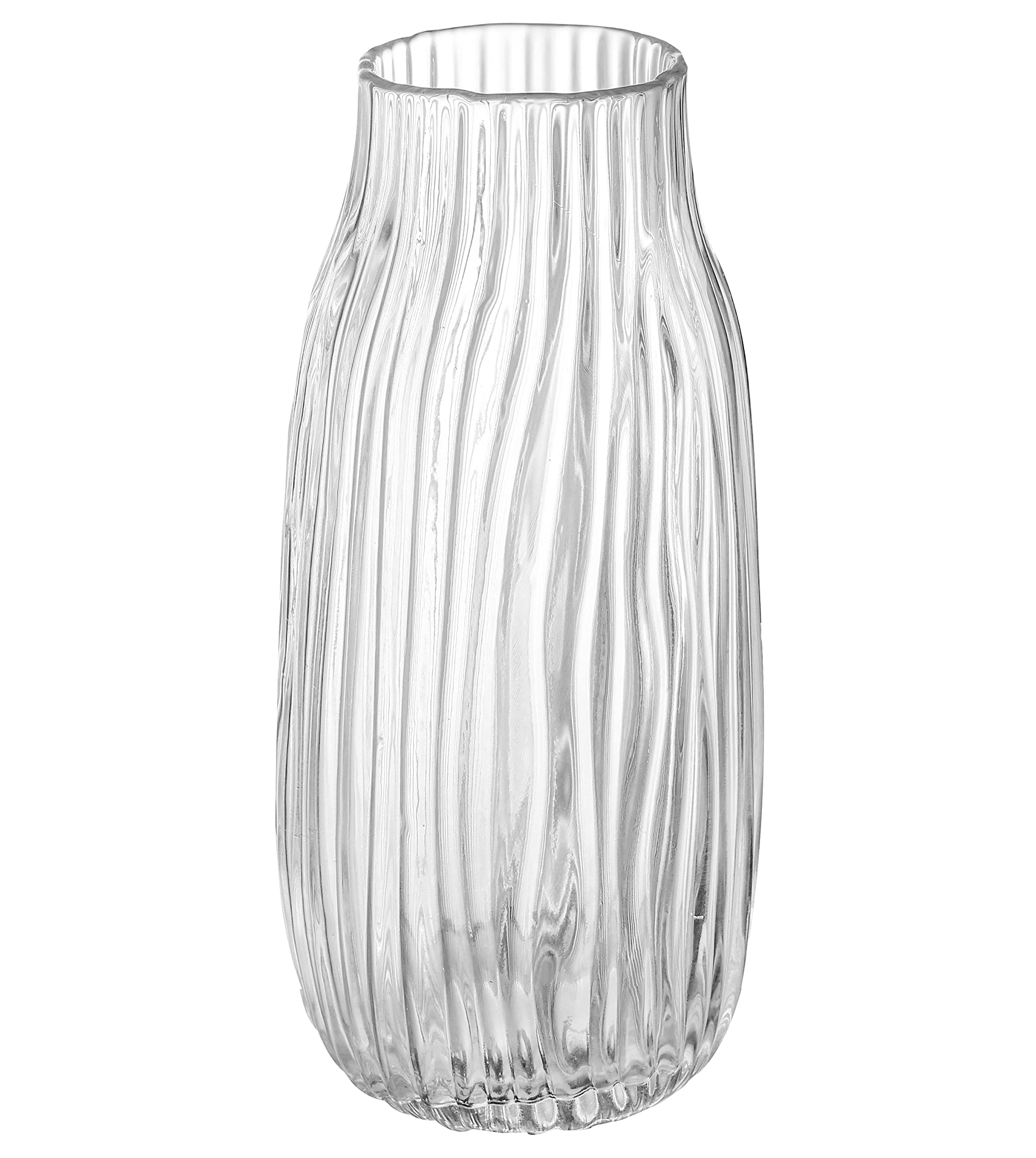 Large Clear Flower Glass Vase for Flower,Tall Clear Vases,H-12.2 Simple Striped Design for Home Floor Decor,Farmhouse Decor, Cen