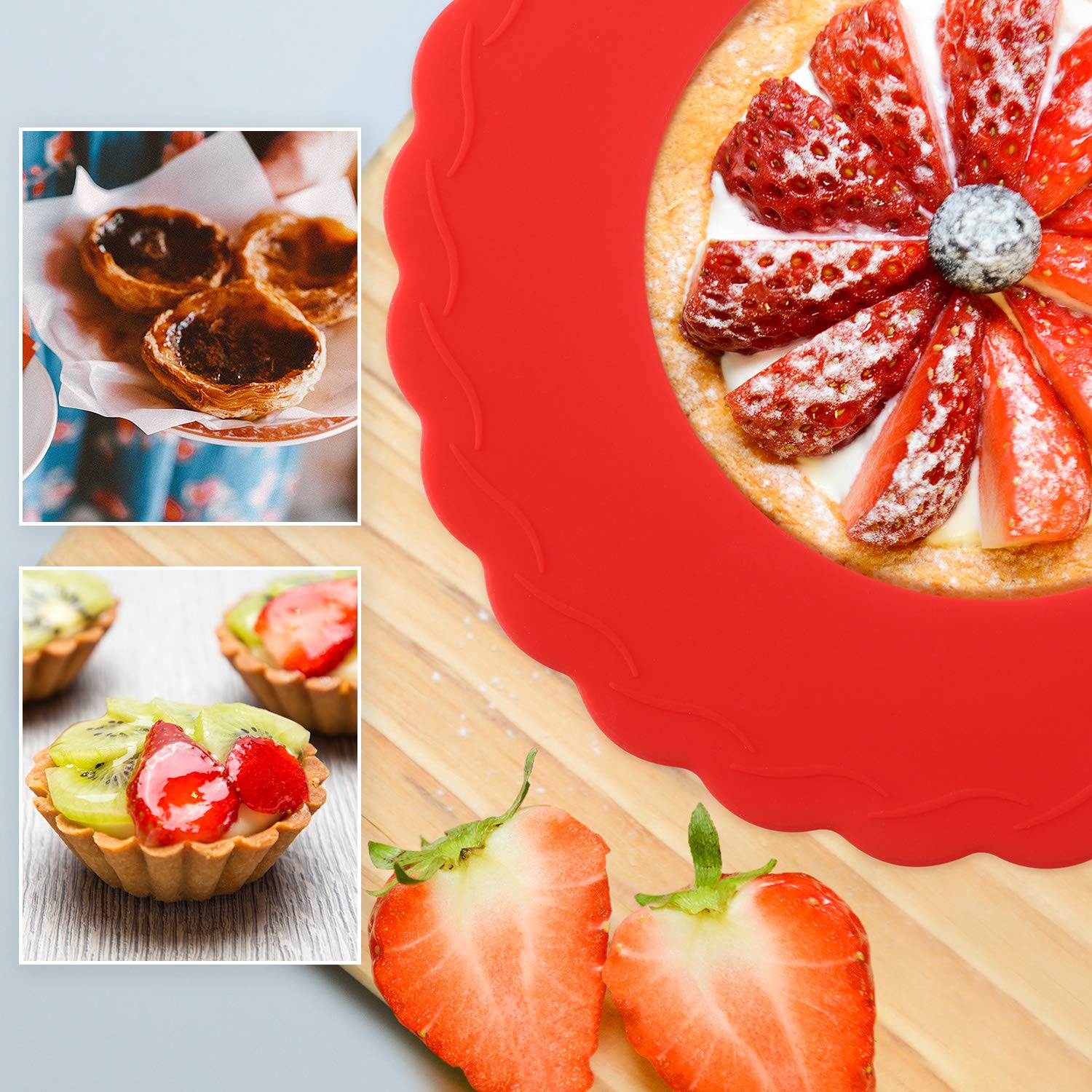 4 Pieces Mini Pie Crust Protector Silicone Pie Protector For 4.5-6 Inch Kitchen Pie Baking Cover For Kitchen Cooking Baking Tool