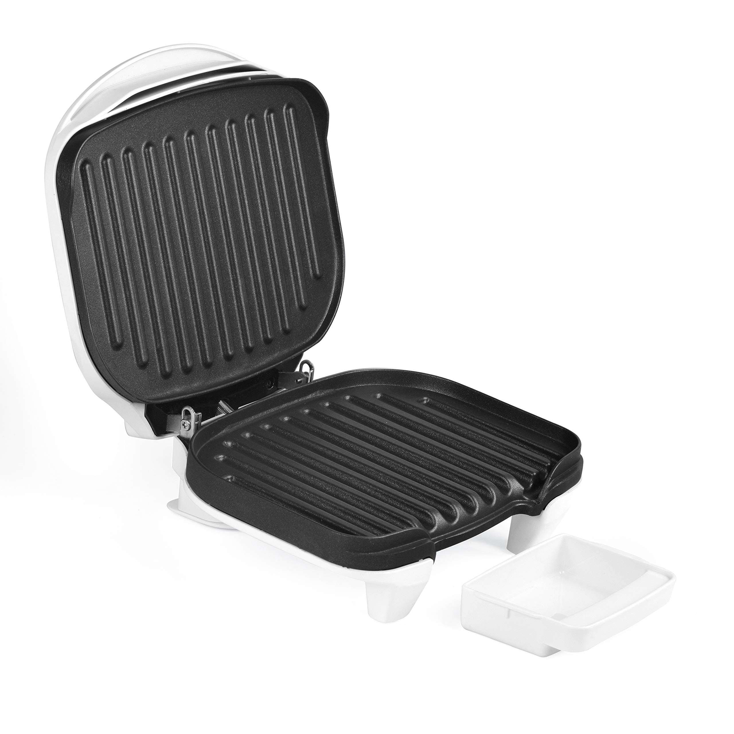 Courant 2-Serving Classic Plate Electric Indoor Grill And Panini Press, Contact Grill Champ, White