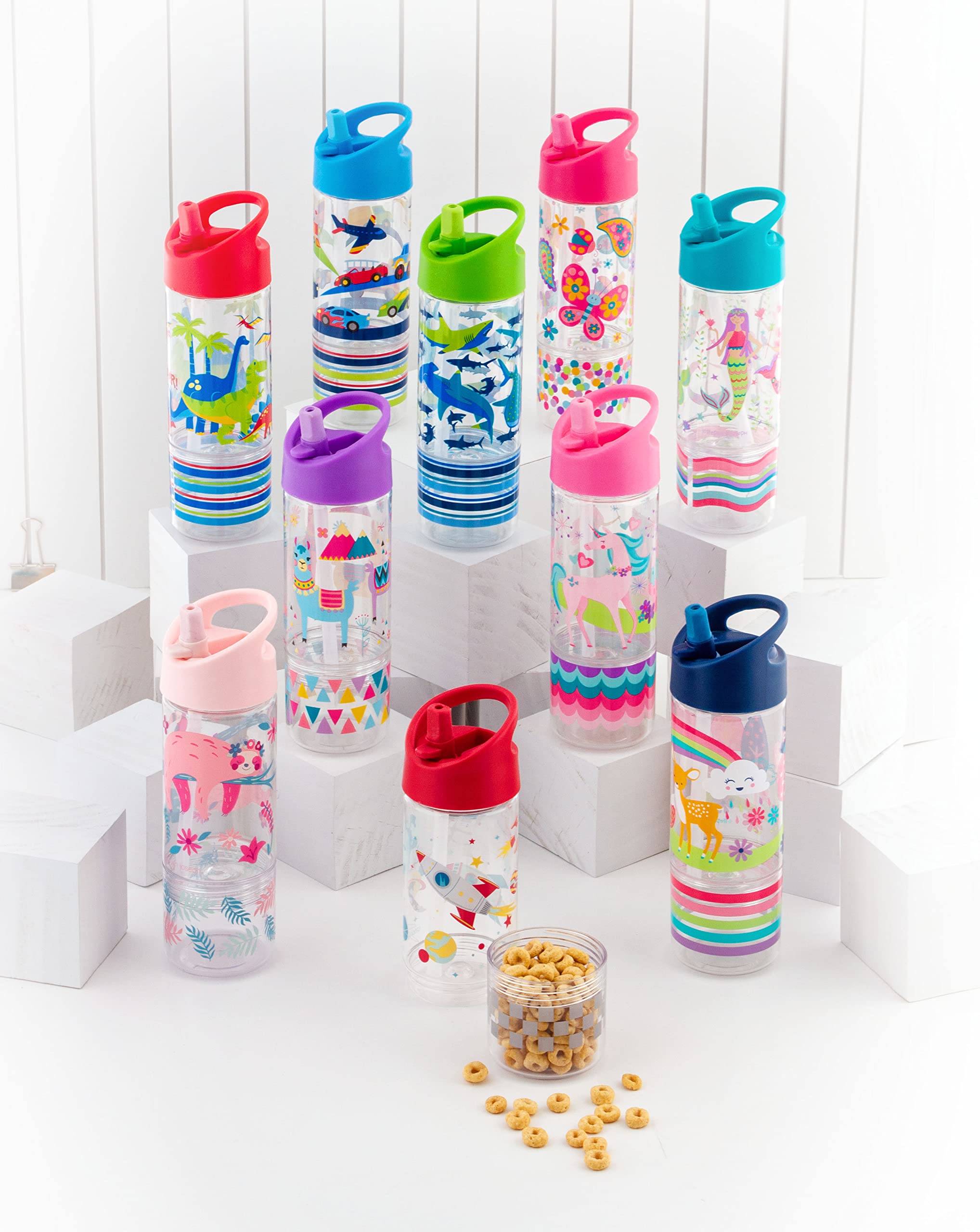 Stephen Joseph, Kids Flip Top Water Bottle, 10 Oz Tritan Bpa Free, Water Bottle For Girls & Boys, Back To School Flip Top Bottle
