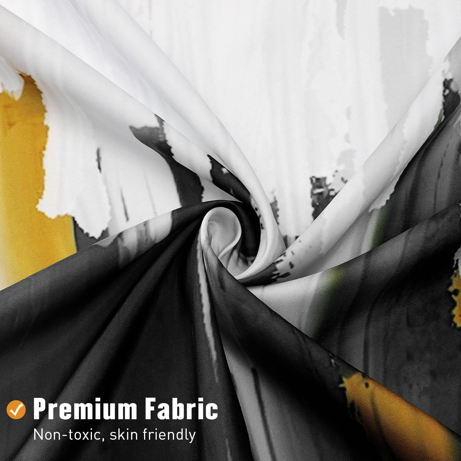 Mitovilla Black Small Stall Shower Curtain 36 X 72, Abstract Ombre Half Size Narrow Shower Curtain Set, 36 Inch Graffiti Oil Pai