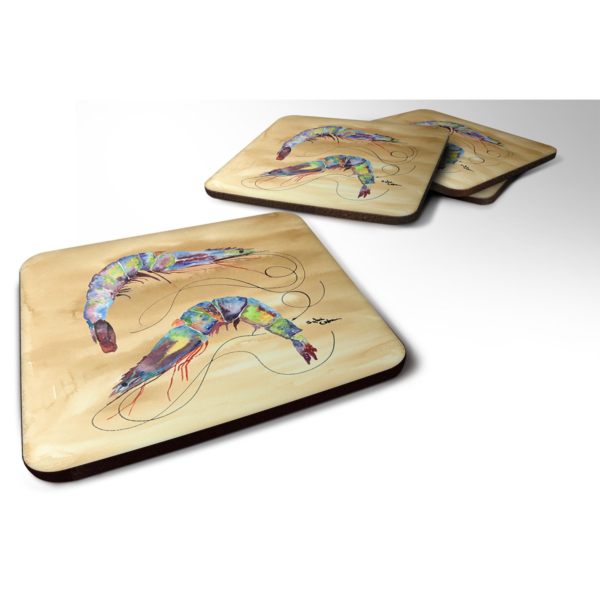 'Caroline'S Treasures 8158Fc Shrimp Foam Coasters (Set Of 4), 3.5'''' H X 3.5'''' W, Multicolor''