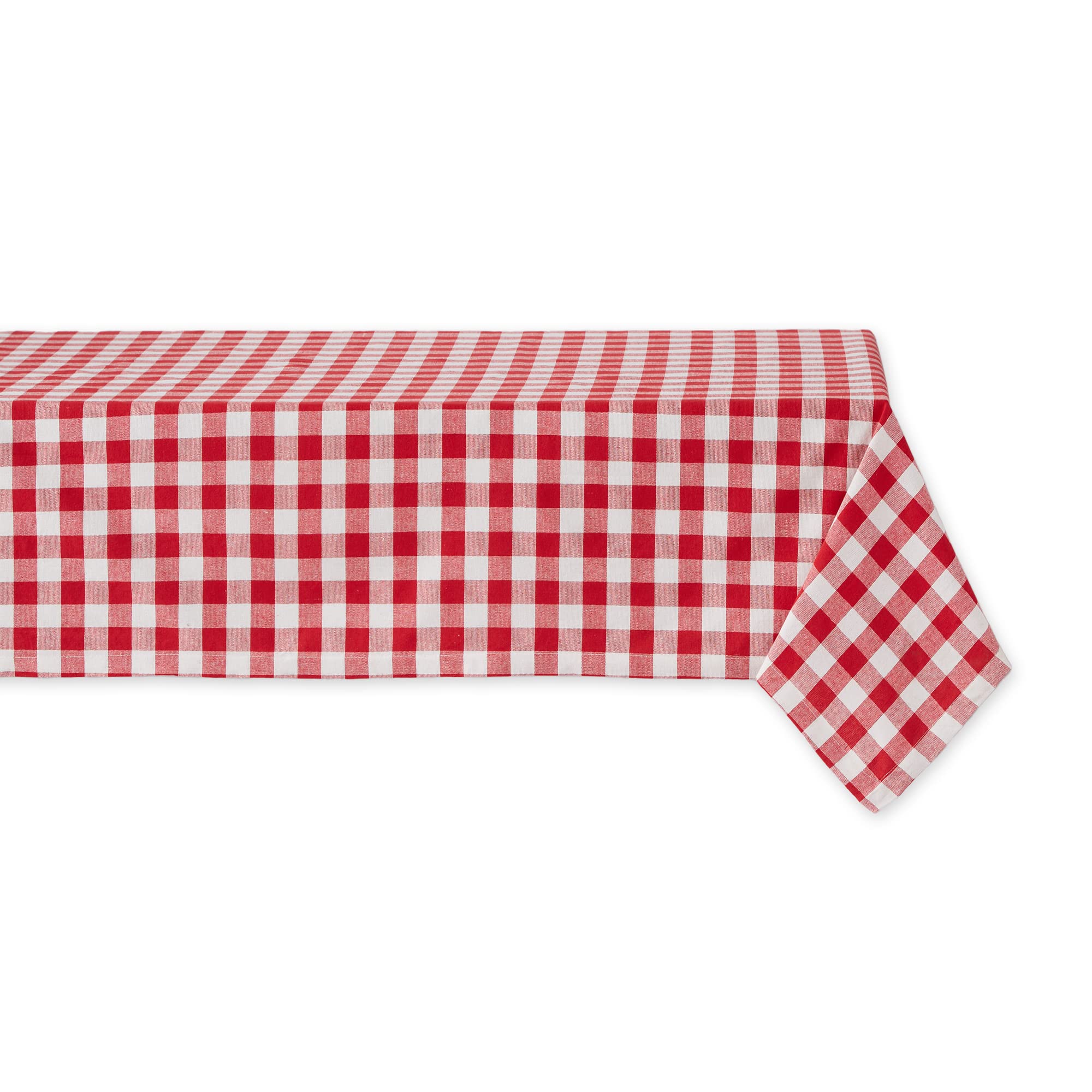DII Checkered Tabletop Collection 100% Cotton, Machine Washable, Tablecloth, 52x52, Red