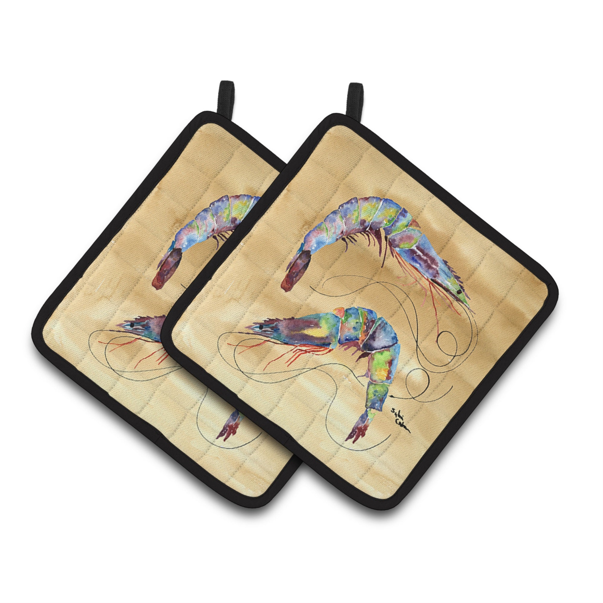 'Caroline'S Treasures Shrimp Pair Of Pot Holders 8158Pthd, 7.5Hx7.5W, Multicolor''