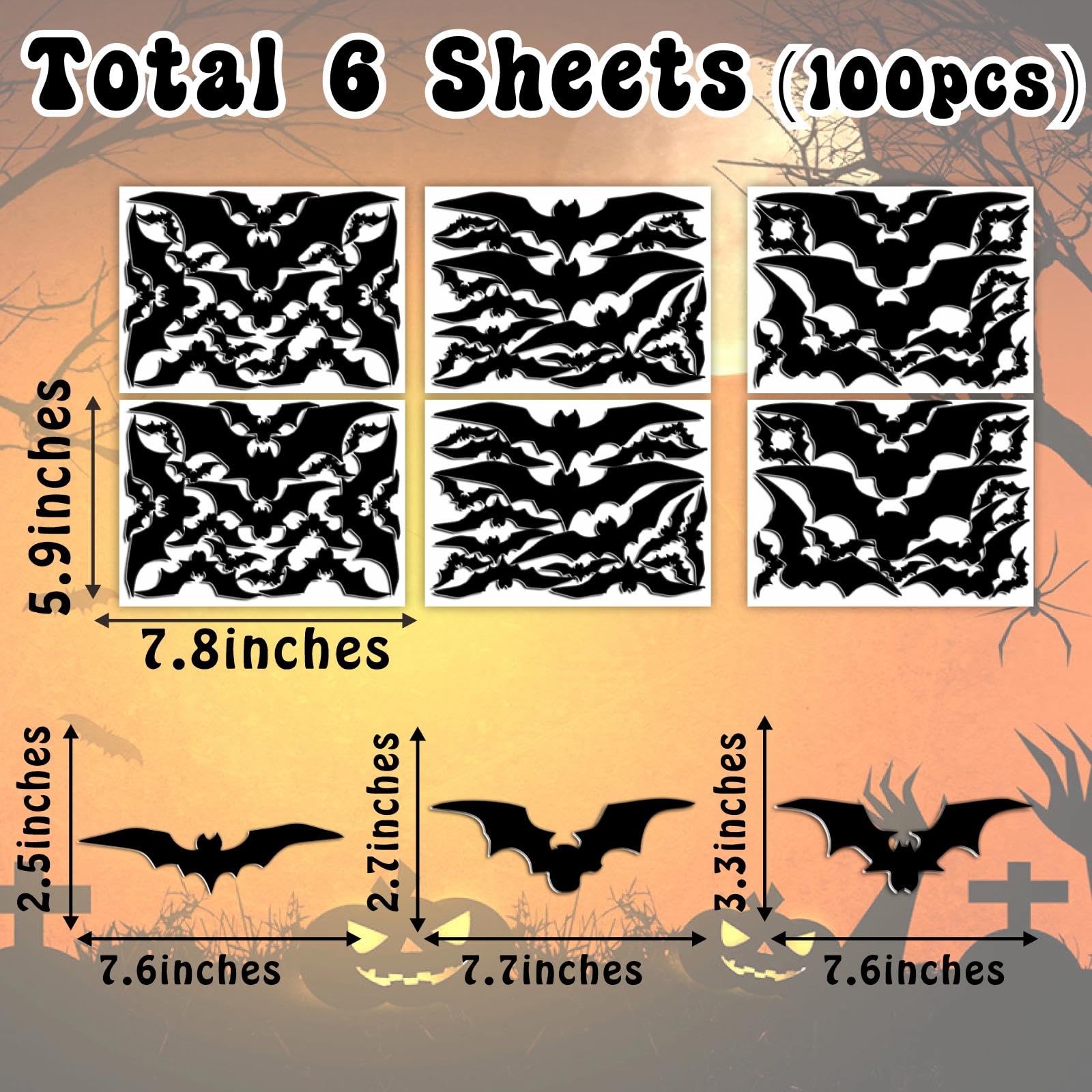 Halloween Bat Acrylic Wall Stickers Bats 3D Wall Decor Removable Halloween Decorations Acrylic Mirror Wall Decals Black Bat Wall