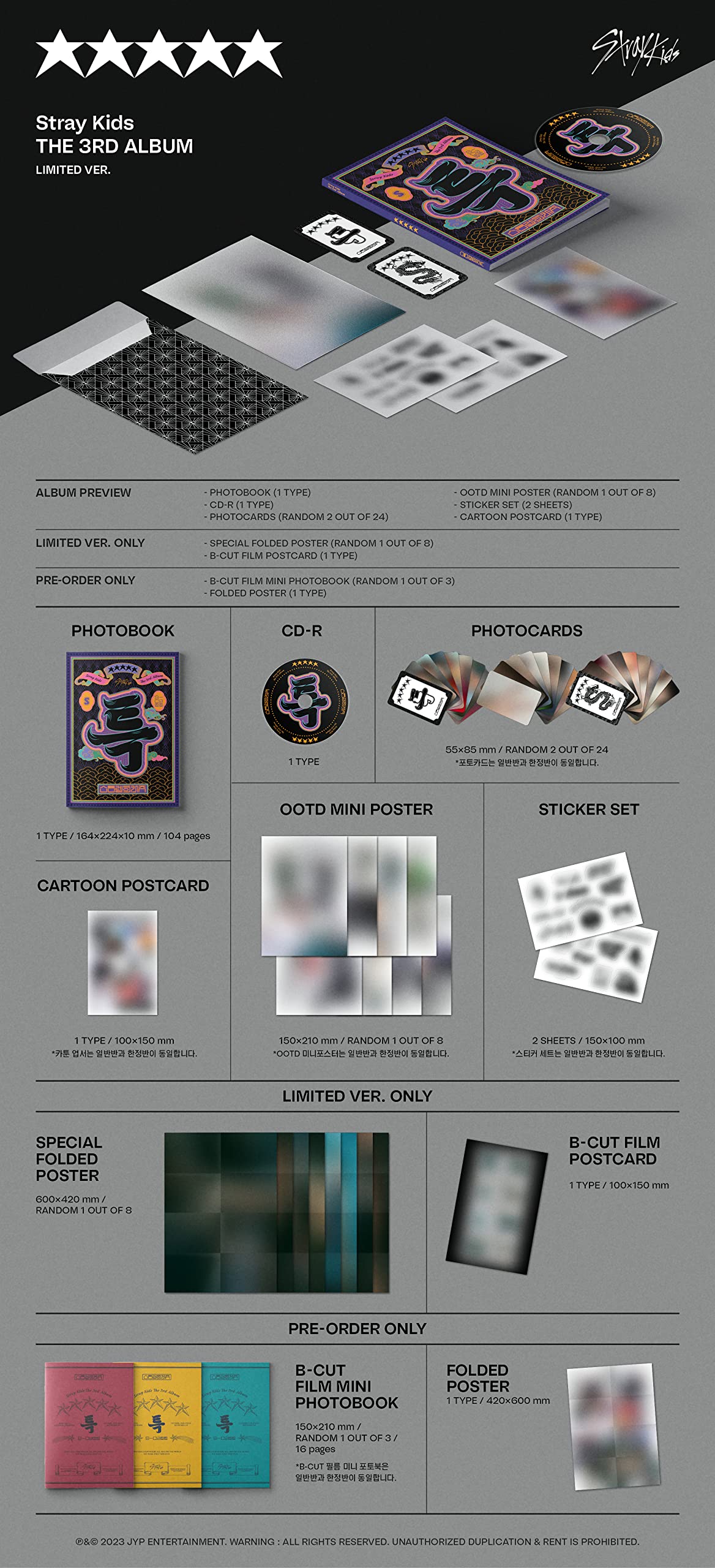 Stray Kids 5-Star, The 3Rd Album, Cd + Photo Book + Mini Poster On Pack + Photo Card (Limited Version)