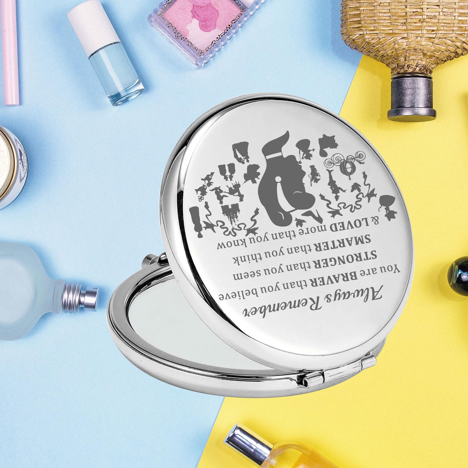 Keychin Princess Blue Dress Pocket Fairy Tale Fans Gifts You Are Braver Stronger Smarter Than You Think Compact Mirror For Women