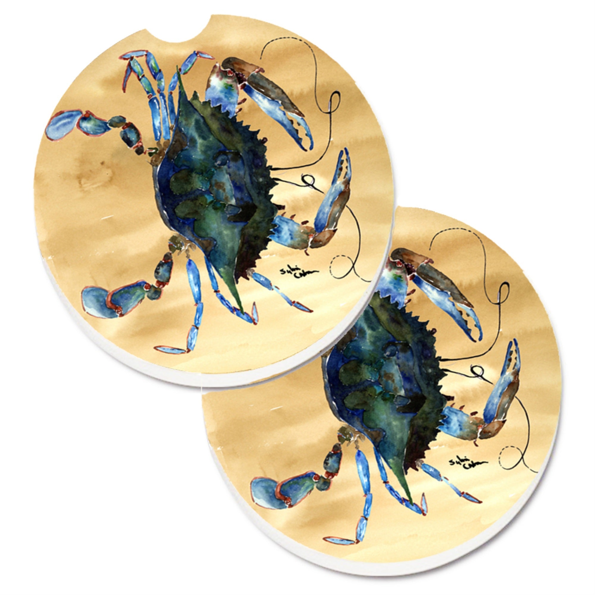 'Caroline'S Treasures Crab Set Of 2 Cup Holder Car Coasters 8159Carc, 2.56, Multicolor''