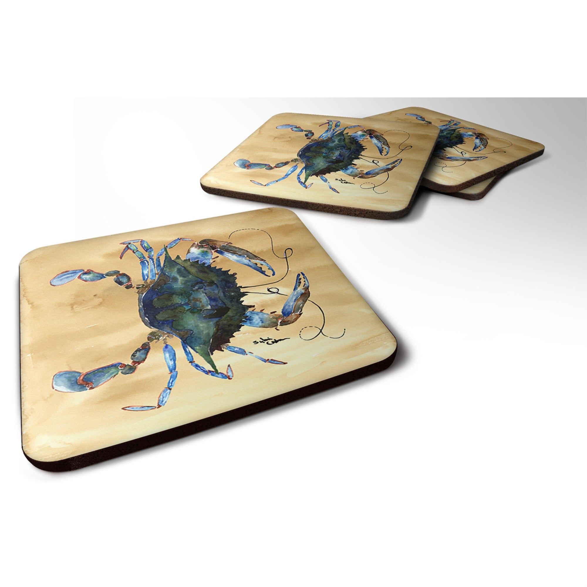 'Caroline'S Treasures 8159Fc Crab Foam Coasters (Set Of 4), 3.5'''' H X 3.5'''' W, Multicolor''