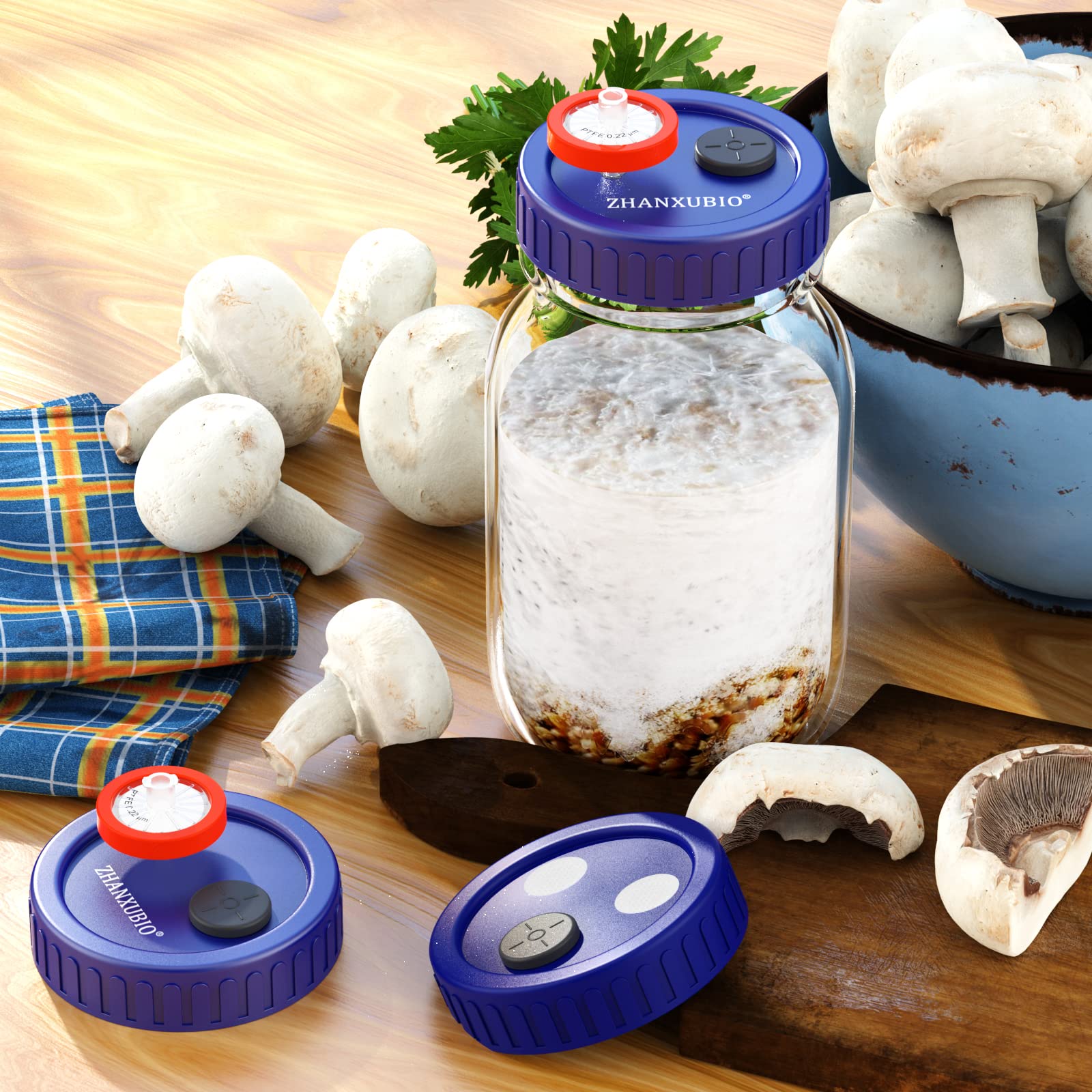 Mushroom Jar Liquid Culture Lid Wide Mouth Rejular Mouth Food Grade Plastic Grain Spawn Cultivation Mason Jar Lid With Ptfe Memb