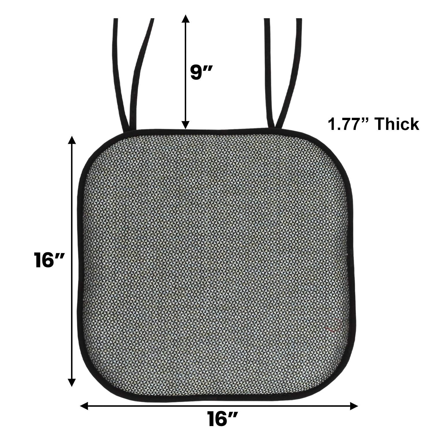 Chair Cushion Memory Foam Pads With Ties Honeycomb Pattern Slip Non Skid Rubber Back Rounded Square 16'' X 16'' Seat Cover