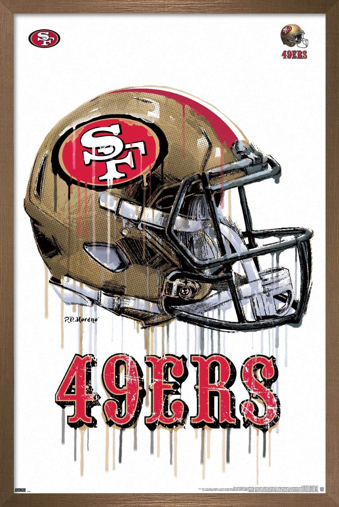 Trends International Nfl San Francisco 49Ers - Drip Helmet 20 Wall Poster, 22.375'' X 34'', Bronze Framed Version