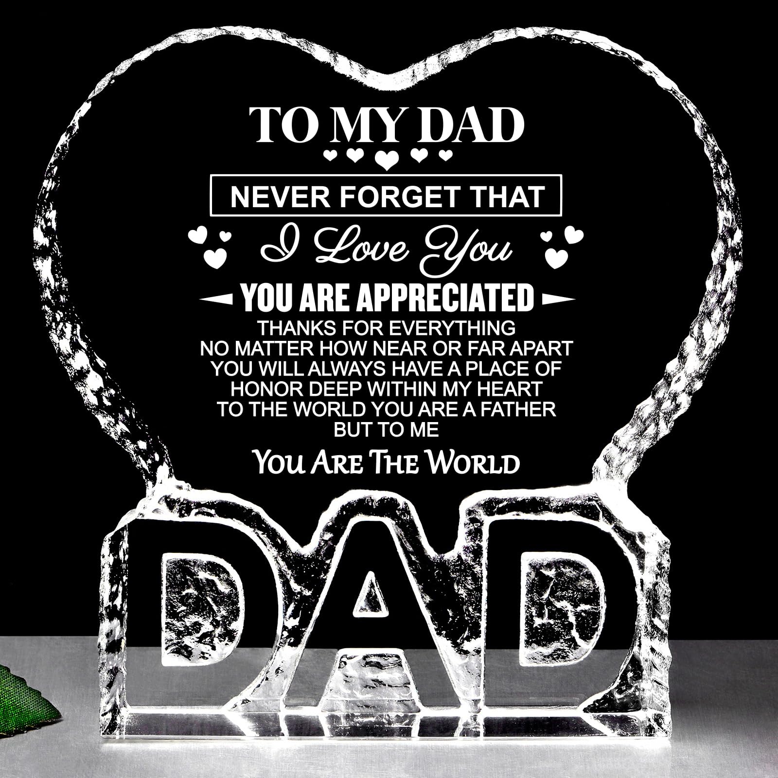 ZHSHWAT Dad Gifts for Fathers Day,K9 Crystal Keepsake Gift from Daughter Son to Dad Fathers Day Christmas Anniversaries Birthday